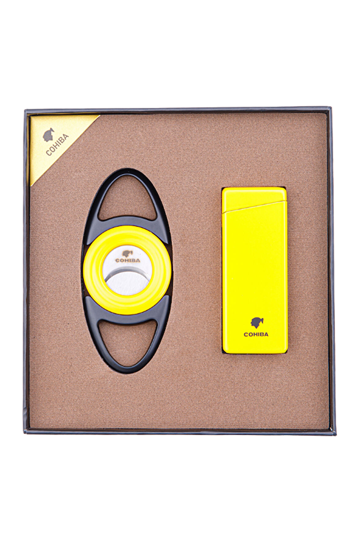 Cohiba Çakmak Kesici İkili Sarı - Siyah Puro Seti