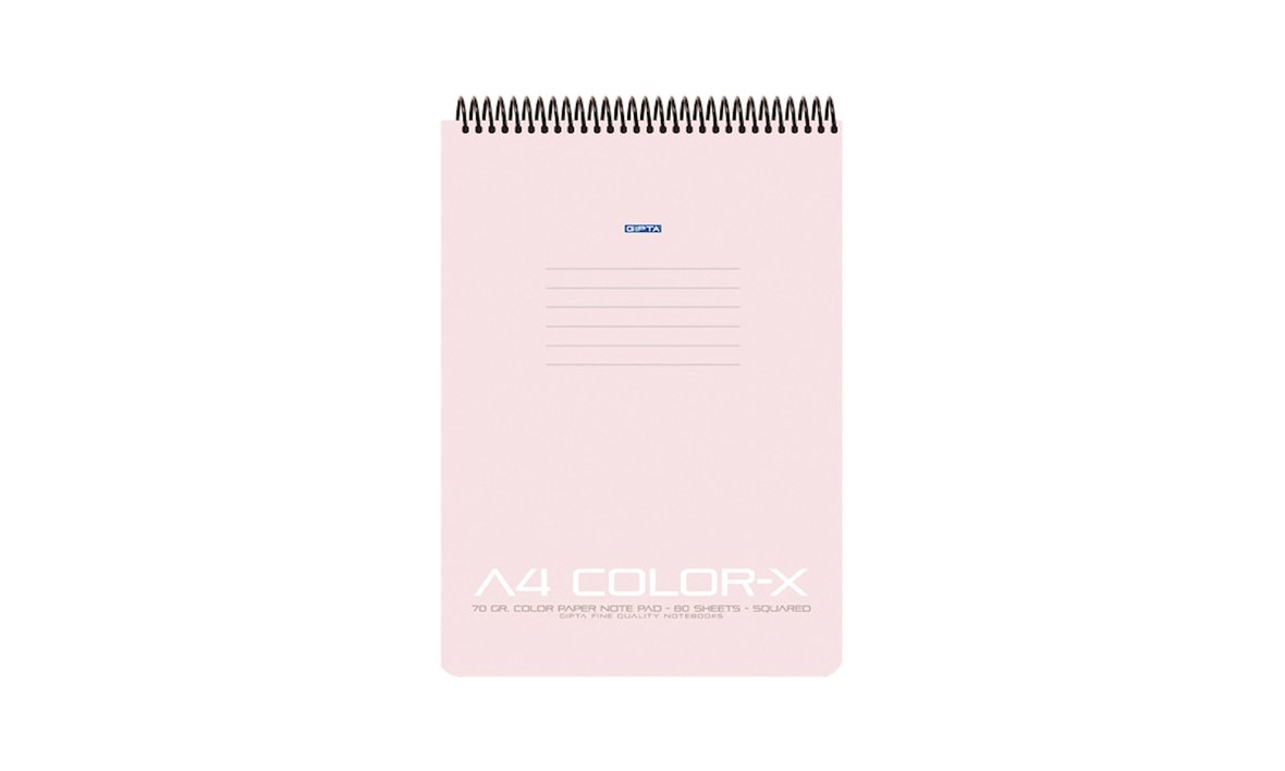 Gıpta Color-X A4 Spiralli Pp Kapak Bloknot (Not Defteri) Renkli İç Kağıtlı 80 Yp Çizgili (4 Lü Paket