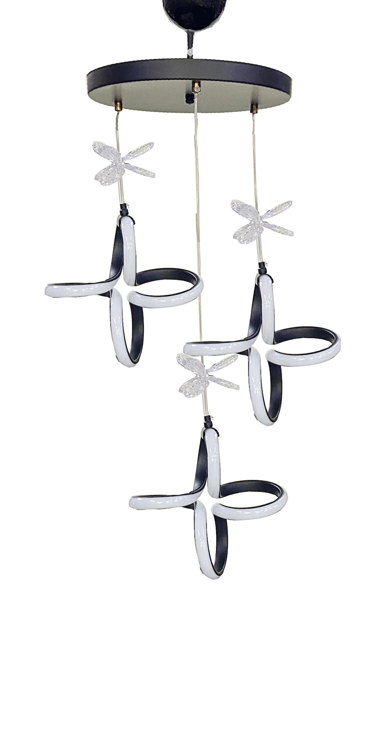 Buse Led Avize 3lü Sarkıt Model Avize Siyah