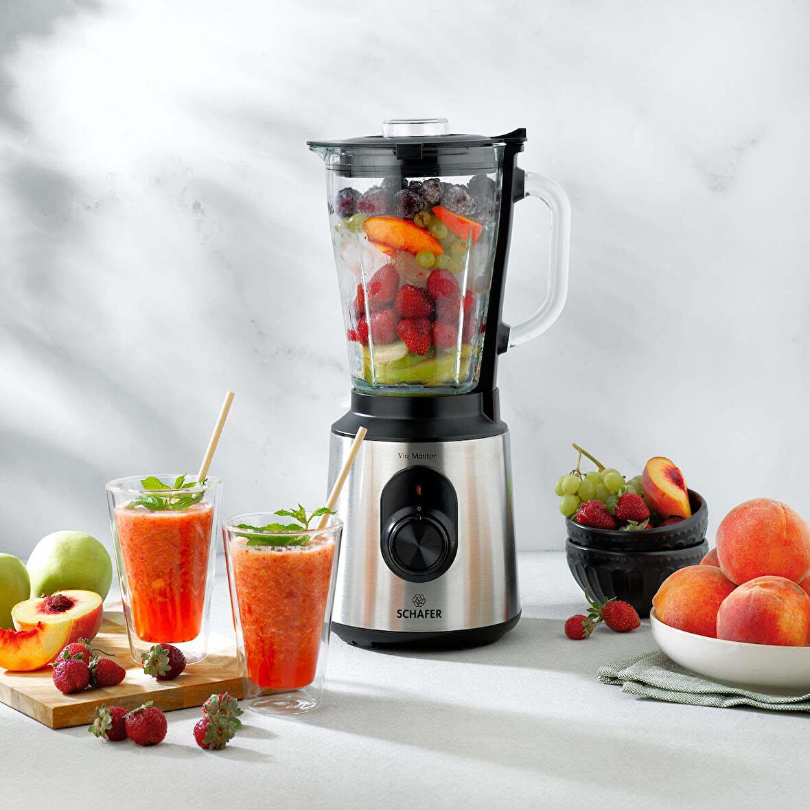 Schafer Cam Sürahi Blender Buz Kırıcılı İnox Gövde 1200 W