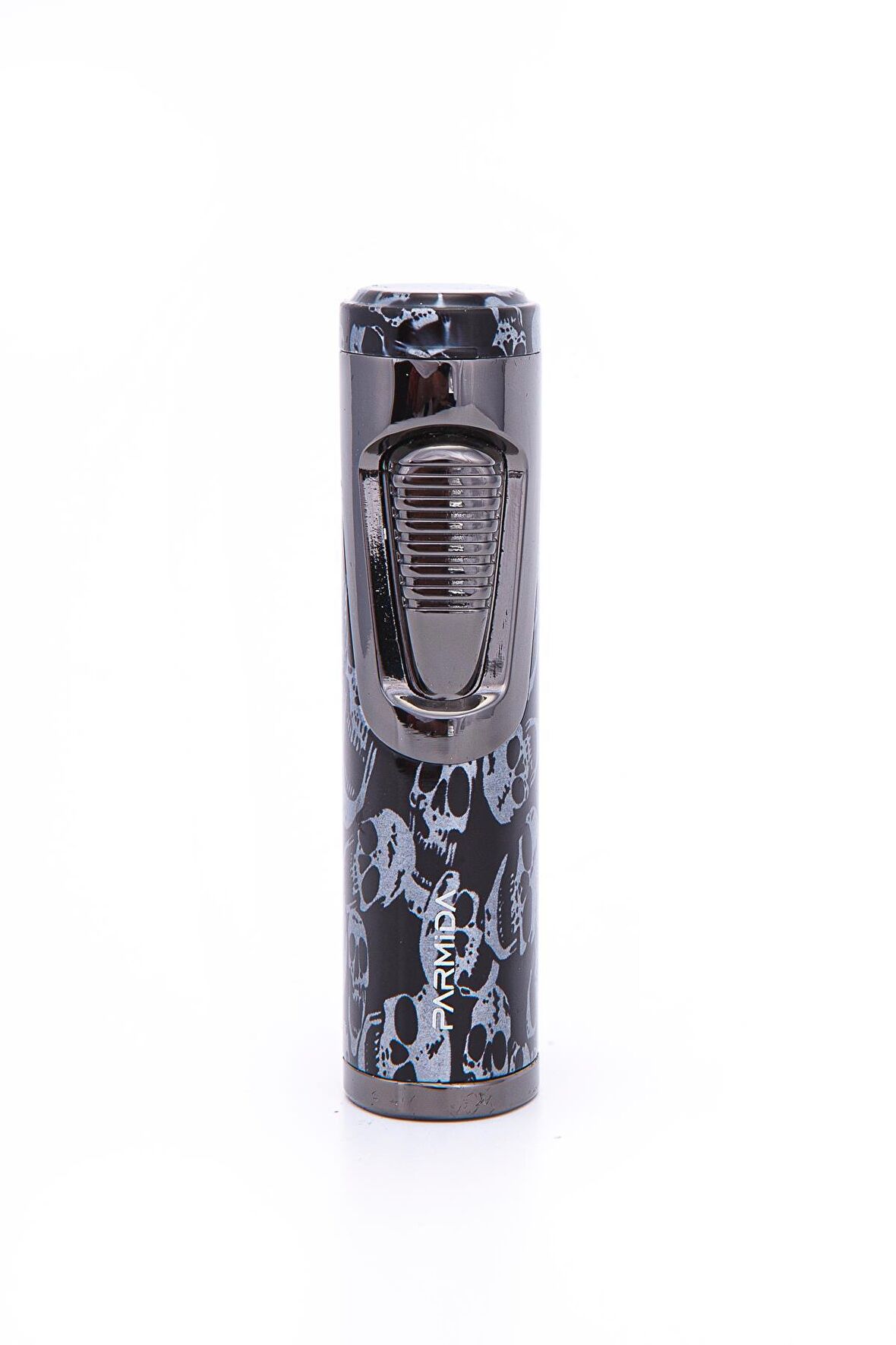 Parmida Skull Design Çift Torch Pürmüz Siyah Metal Puro Çakmağı