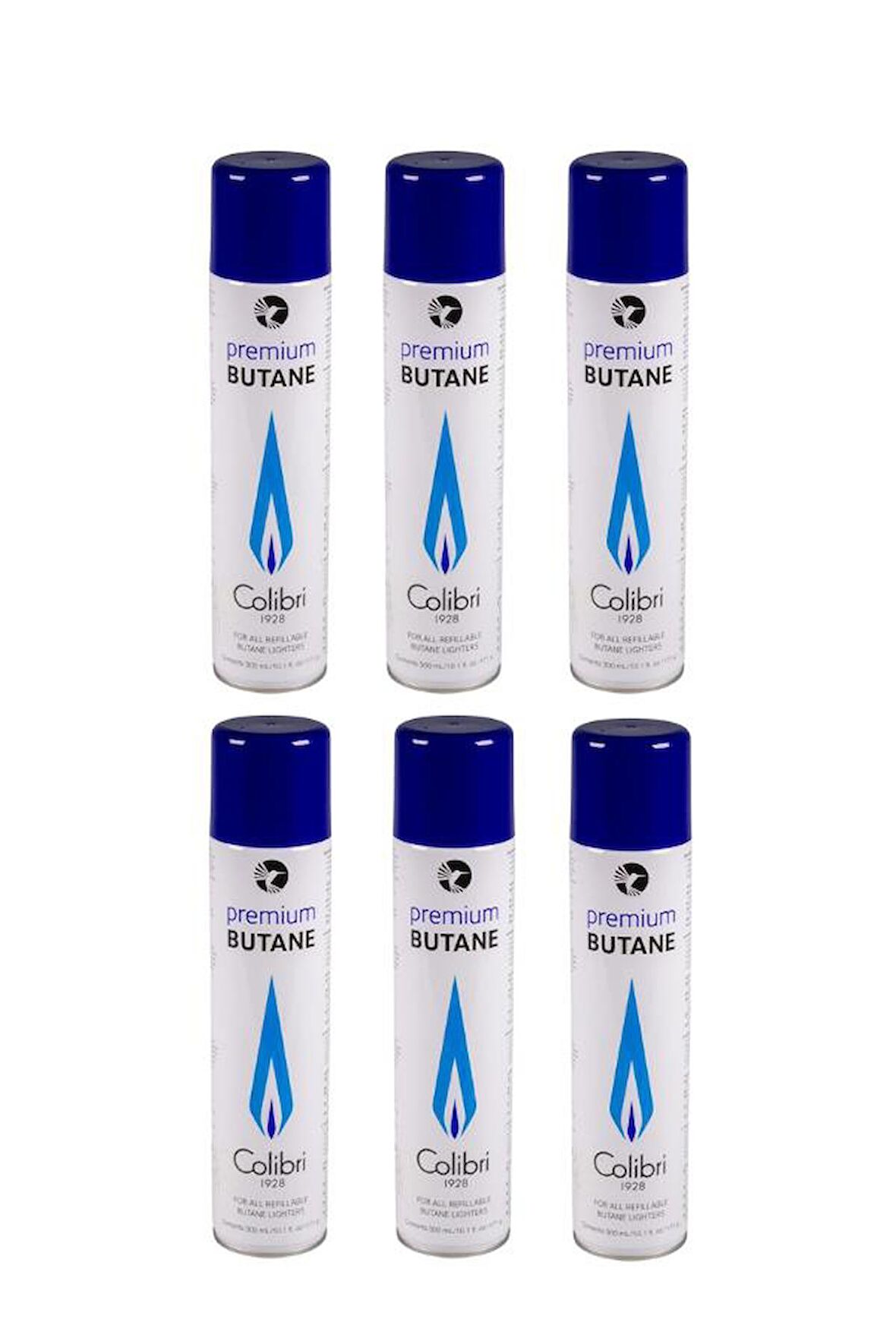 Colibri Premium Gazlı ve Pürmüzlü Çakmaklar İçin Bütan Gaz 6'lı Paket