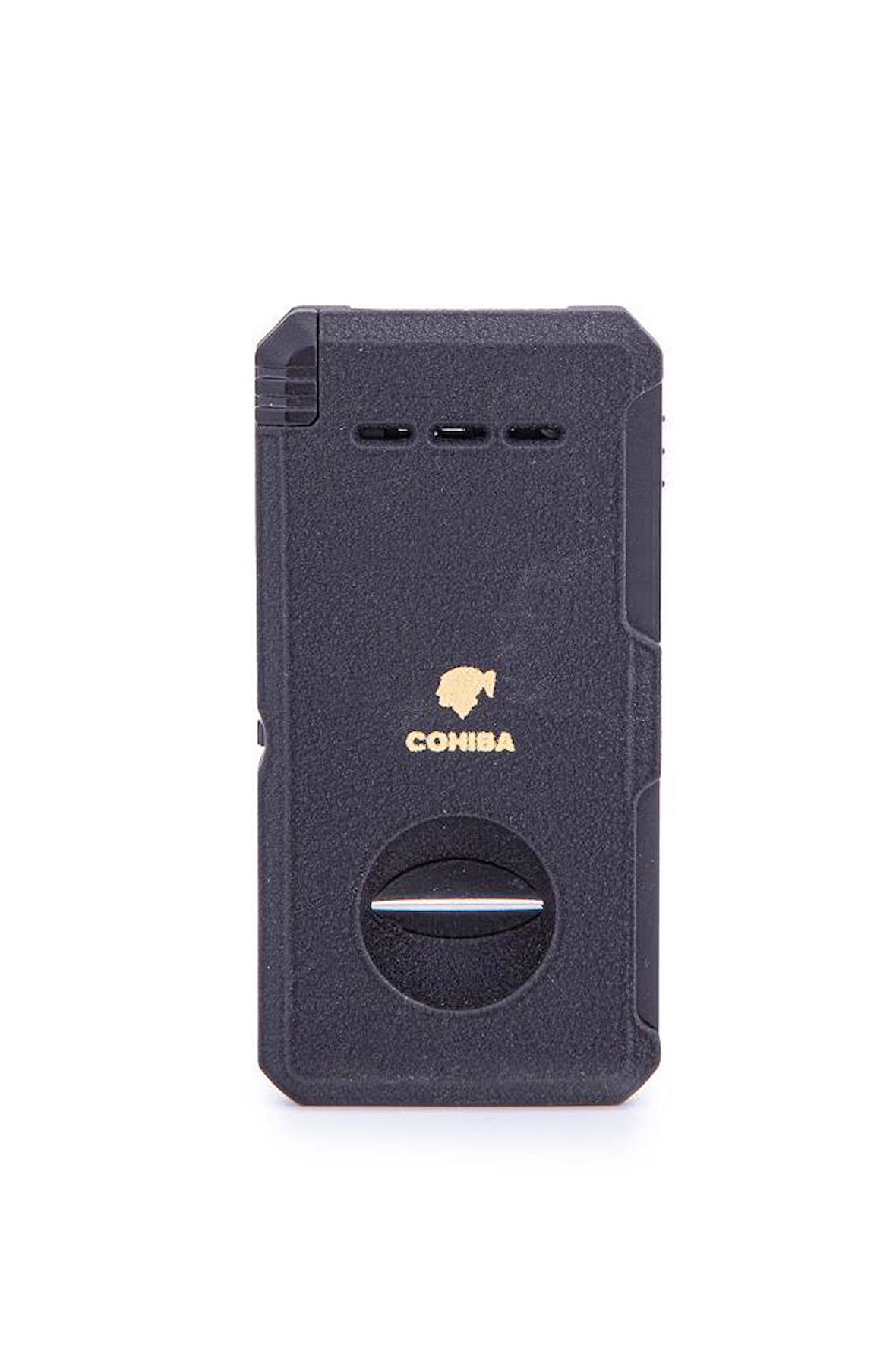 Cohiba Çift Torch Dahili Açıcı & V Kesici Mat Siyah Metal Puro Çakmağı