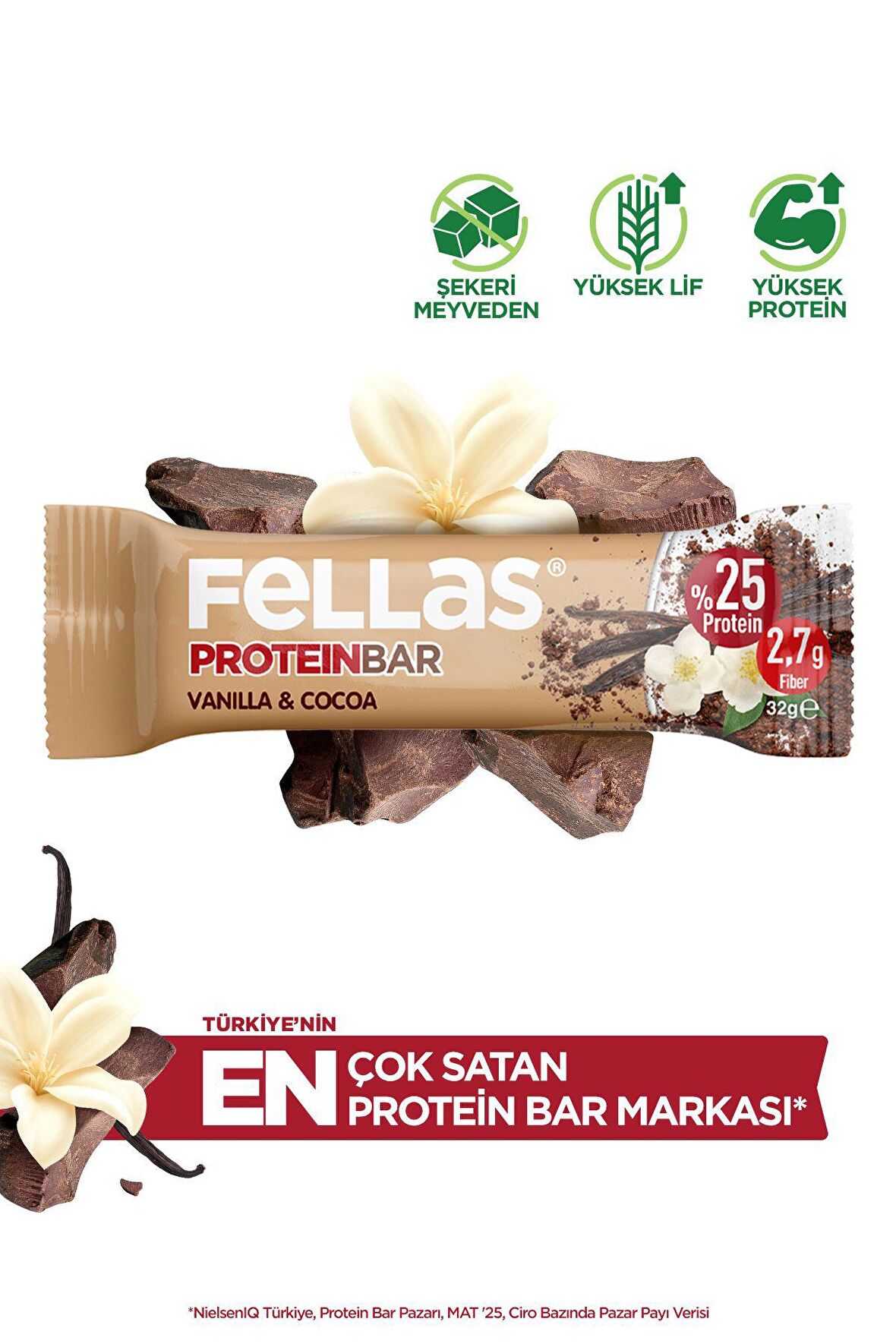 Protein Bar - Vanilyalı ve Kakaolu 32 gr x 12 Adet
