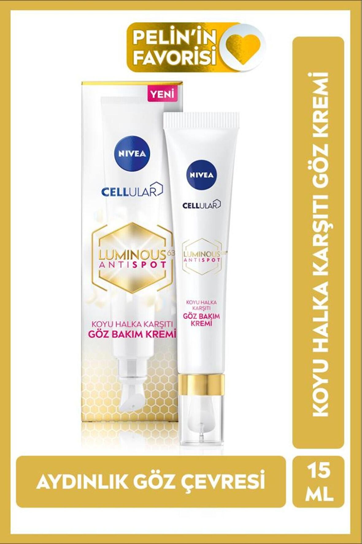 Nivea Luminous630 Koyu Halka Karşıtı Göz Bakım Kremi 15ml, Aydınlık Göz Çevresi, Hyaluronik Asit Etkili