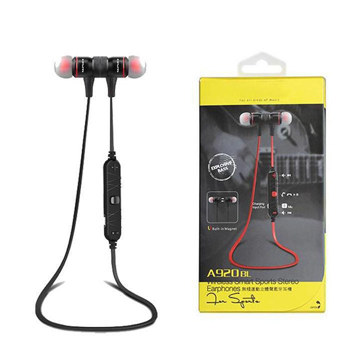 Azemax A920BL Kablosuz Sport Bluetooth Kulaklık Siyah