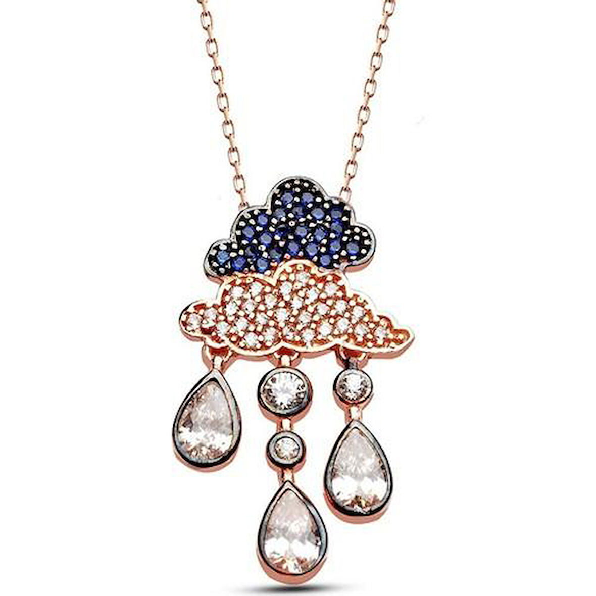 Azemax 925 Ayar Gümüş Zirkon Taşlı Damla Bulut Kolye