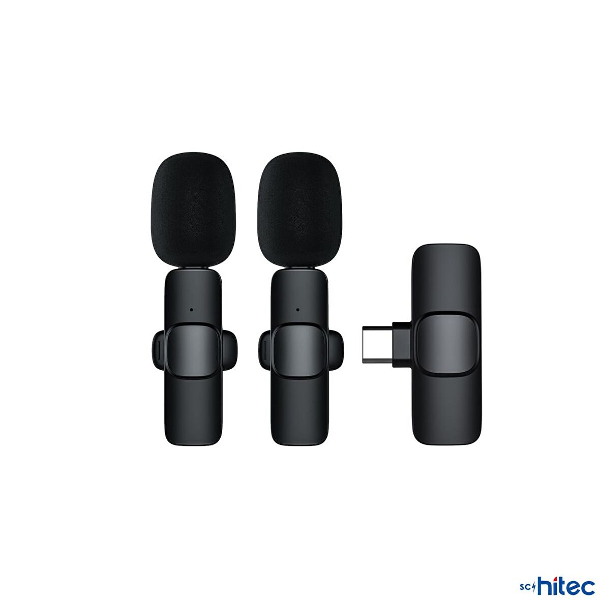 ScHitec K9 Type-C Çift Kablosuz Wireless HD Yaka Mikrofonu Siyah