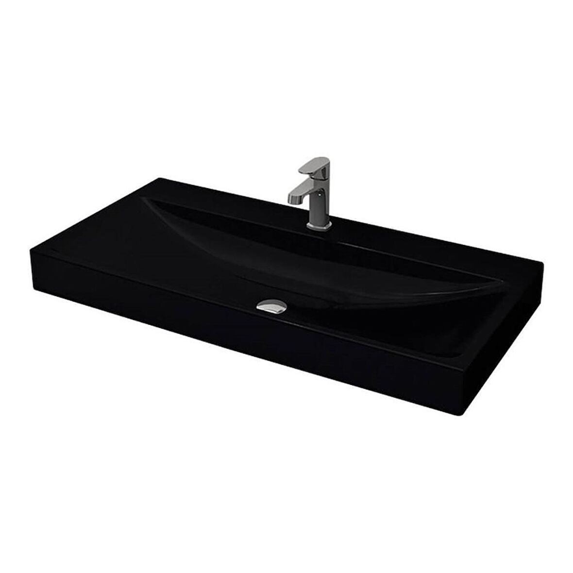 Bocchi Scala Arch Tezgah Üstü Lavabo 100 Cm Parlak Siyah 1079-005-0126
