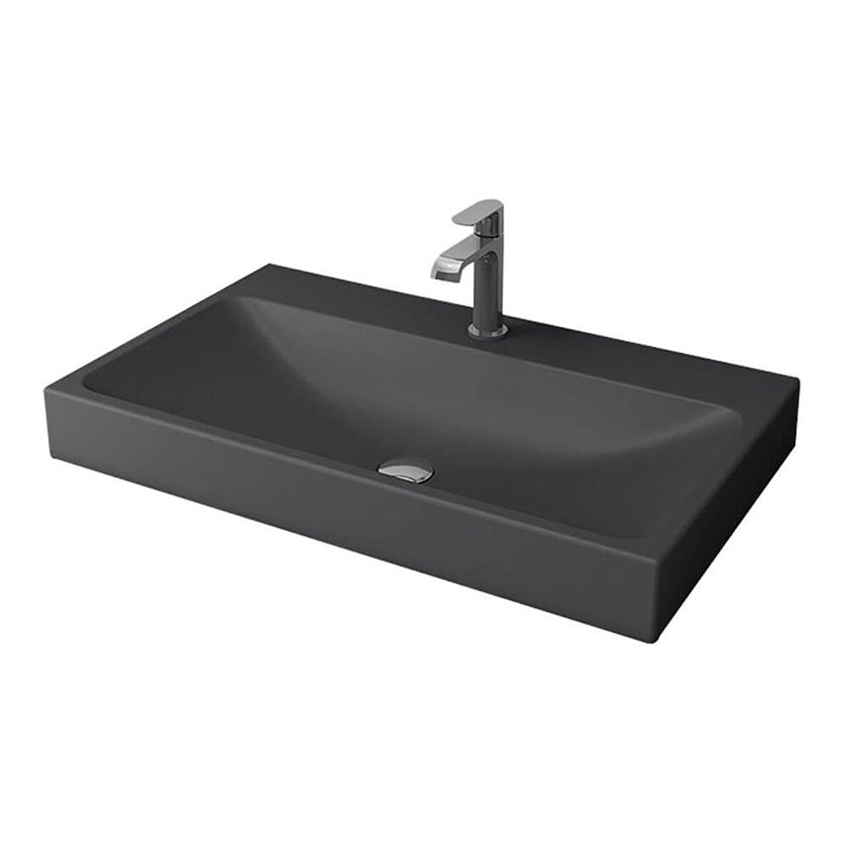 Bocchi Scala Tezgah Üstü Lavabo 80 cm Mat Antrasit 1078-020-0126
