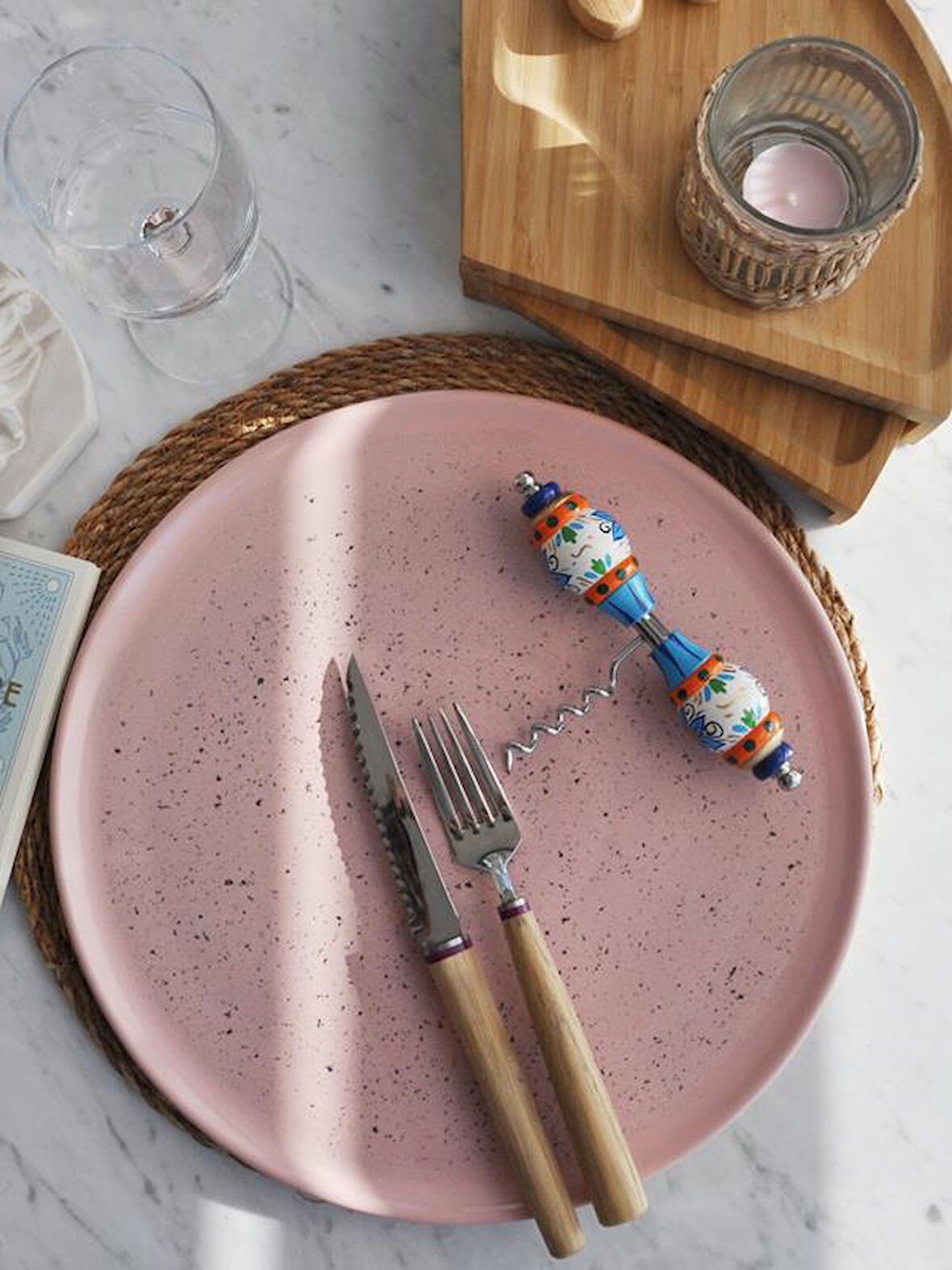 Artistik Pembe Pizza Tabağı 32 cm