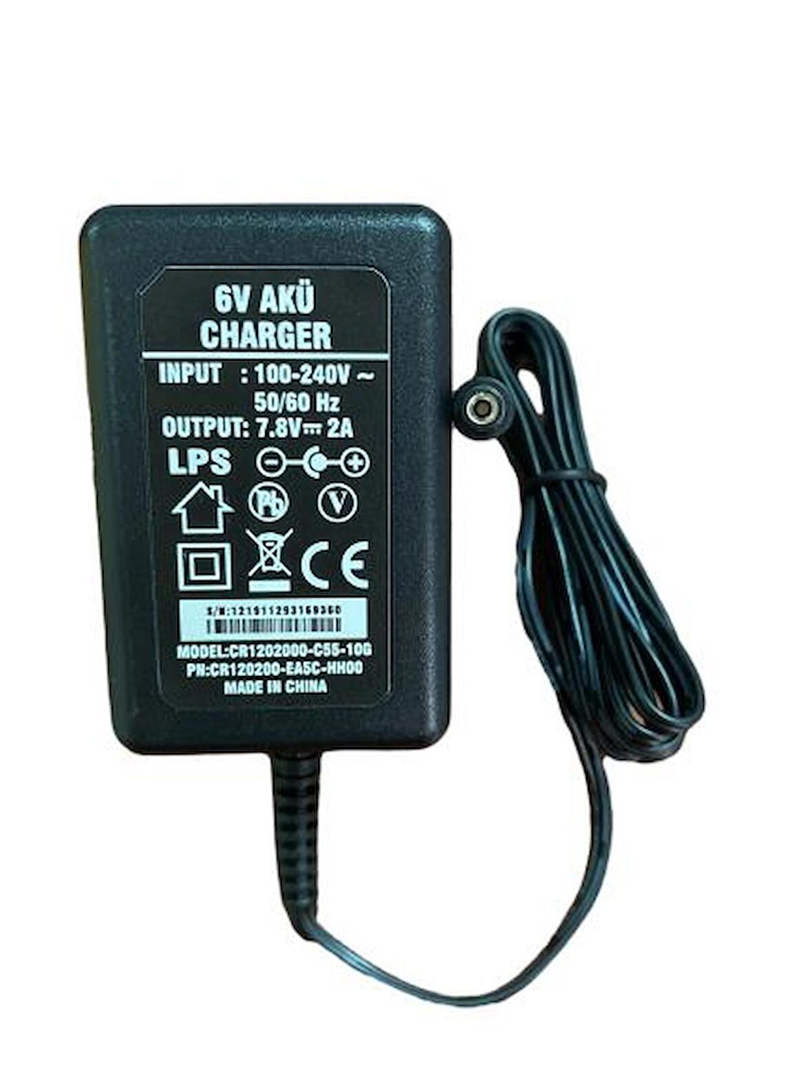 6 Volt 1 Amper  Adaptör 5.5x2.1mm Akü Şarj Adaptörü 6 Volt 1 Amper