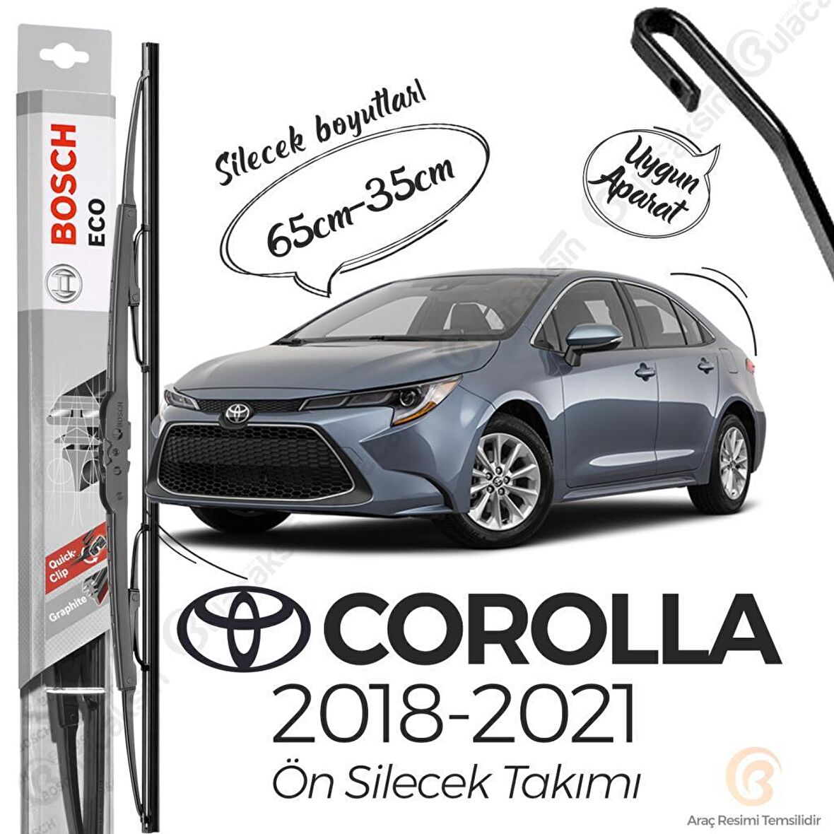 Bosch ECO Toyota Corolla 2018 - 2021 Ön Silecek Takımı