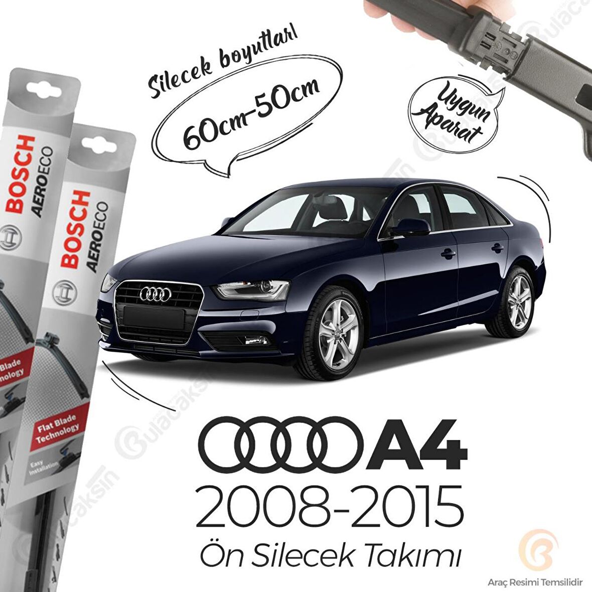 Audi A4 Muz Silecek Takımı (2008-2017) Bosch Aeroeco