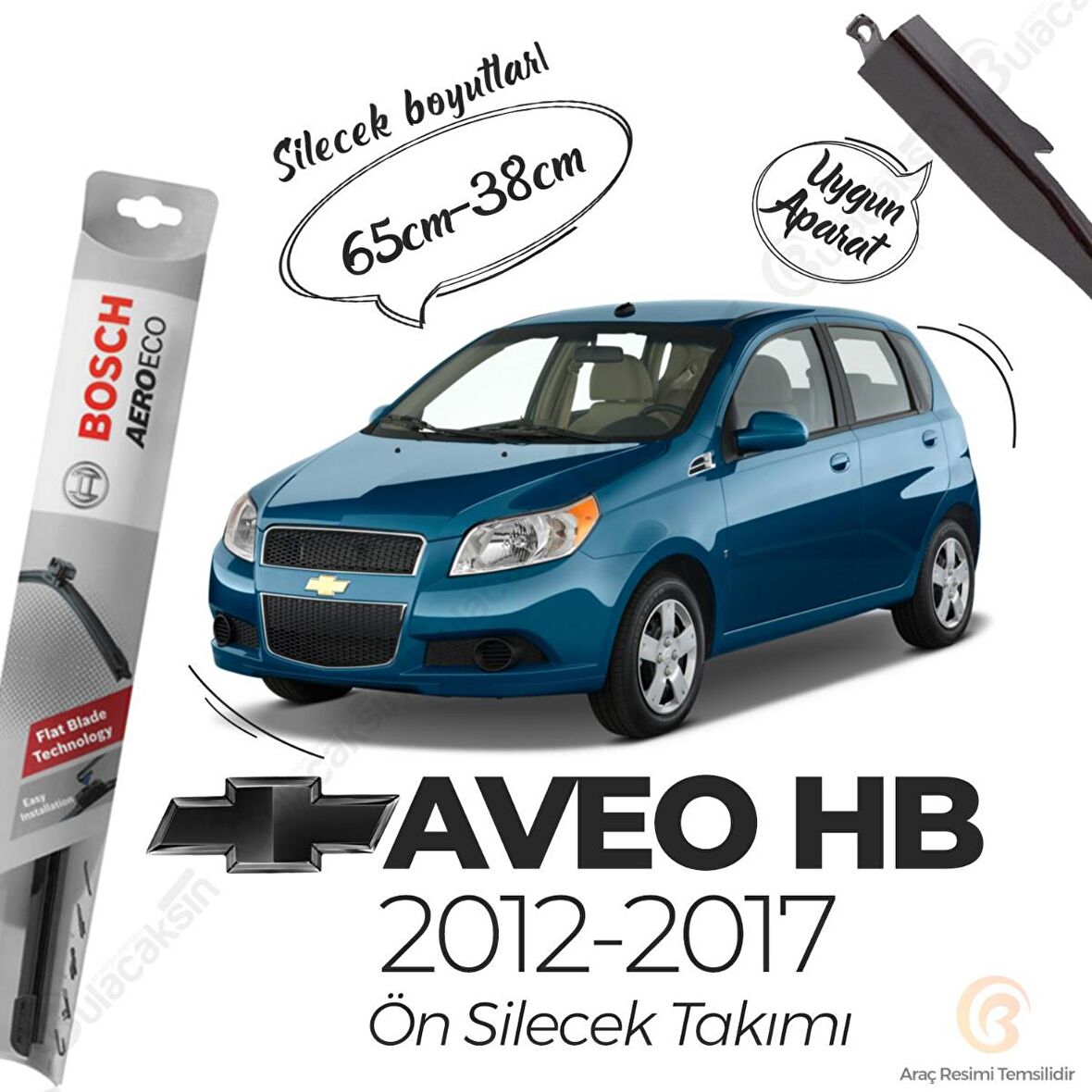 Chevrolet Aveo HB Muz Silecek Takımı (2012-2017) Bosch Aeroeco