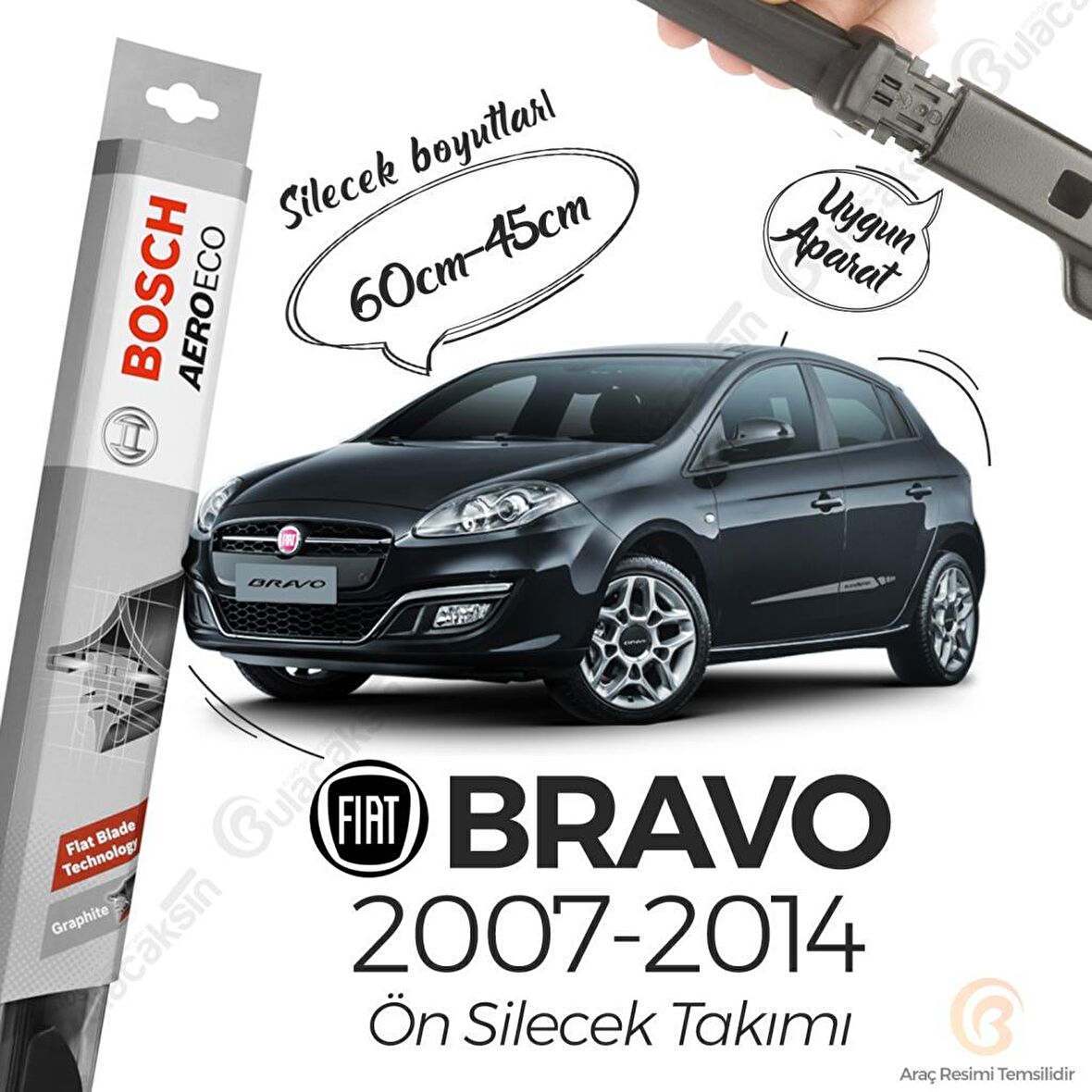 Fiat Bravo Muz Silecek Takımı (2007-2014) Bosch Aeroeco