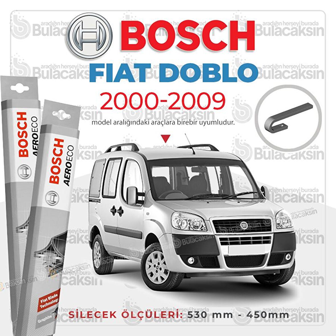 Fiat Doblo Muz Silecek Takımı (2000-2009) Bosch Aeroeco
