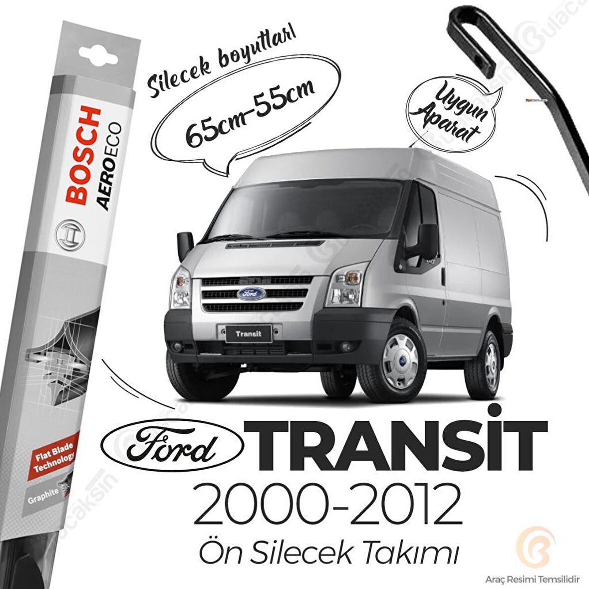 Ford Transit Muz Silecek Takımı (2000-2012) Bosch Aeroeco