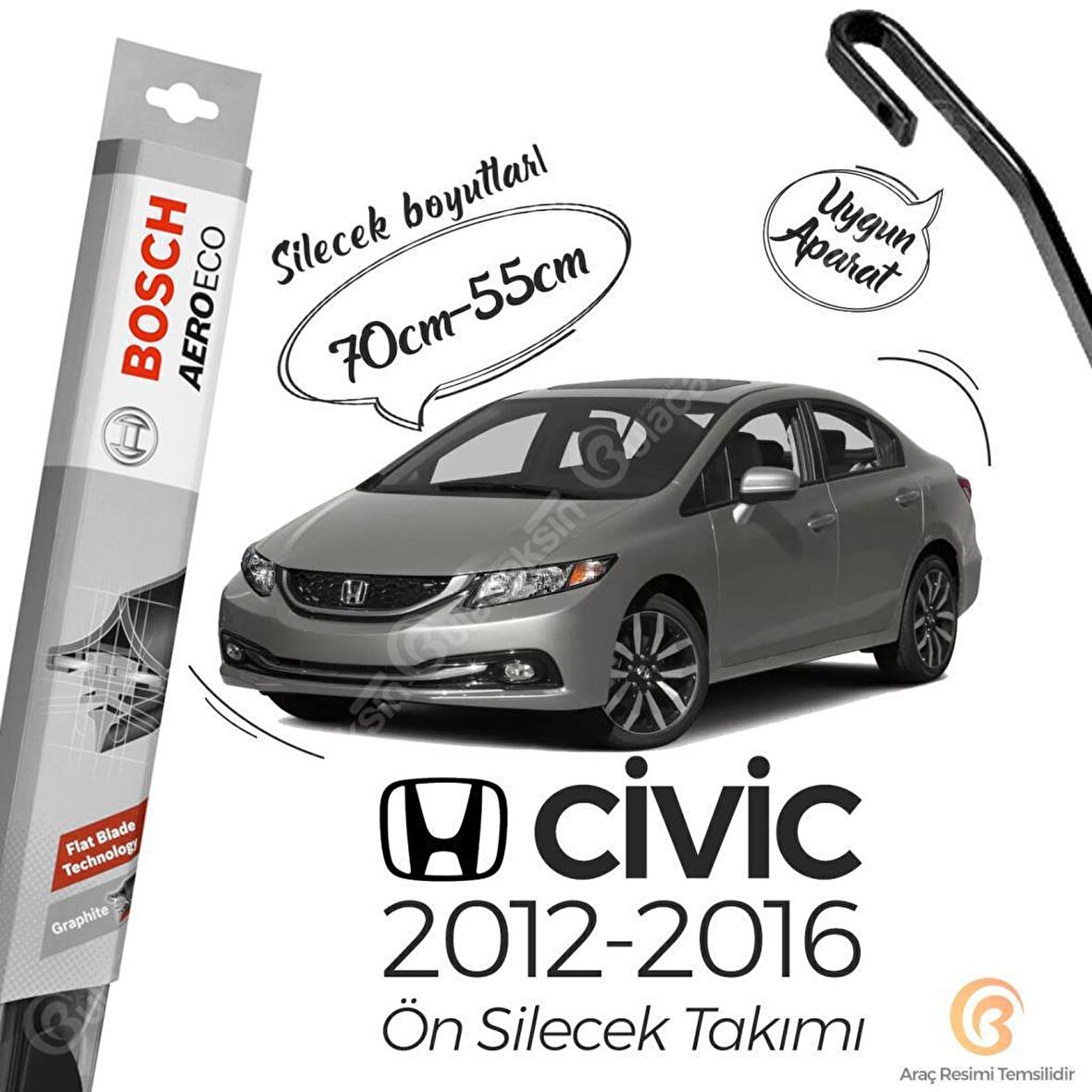 Honda Civic FB7 Muz Silecek Takımı (2012-2016) Bosch Aeroeco