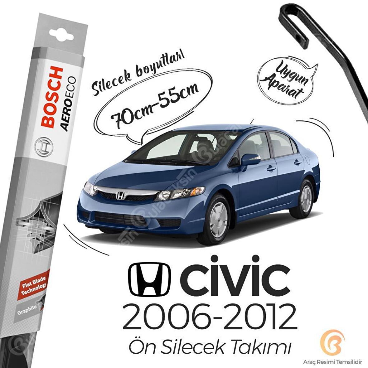 Honda Civic FD6 Muz Silecek Takımı (2006-2012) Bosch Aeroeco