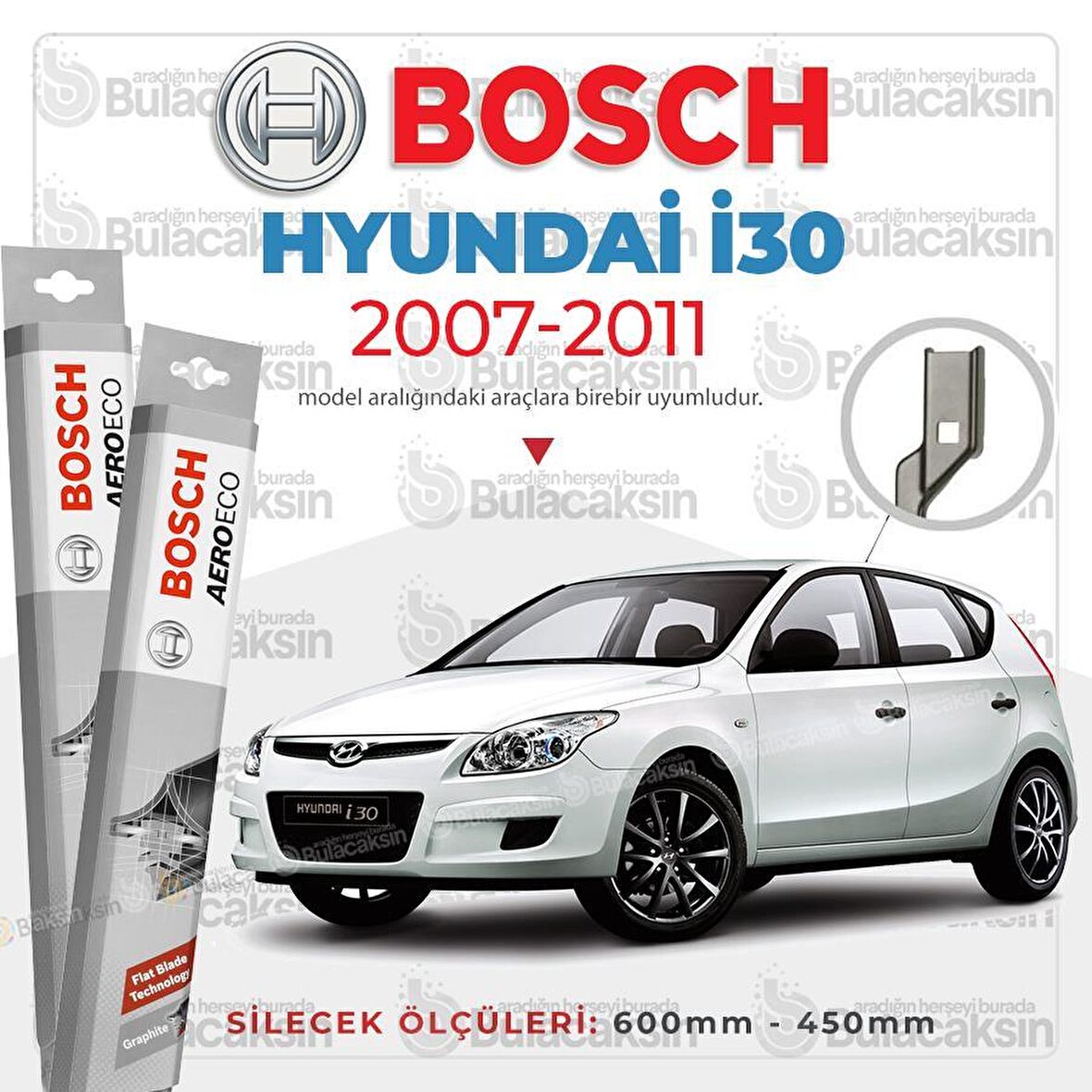 Hyundai i30 Muz Silecek Takımı (2007-2011) Bosch Aeroeco