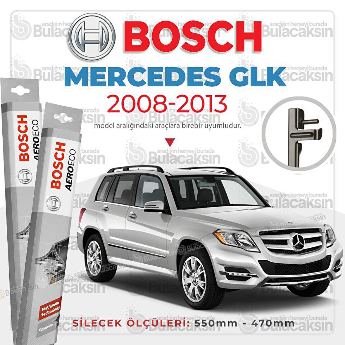 Mercedes GLK Muz Silecek Takımı (2008-2013) Bosch Aeroeco