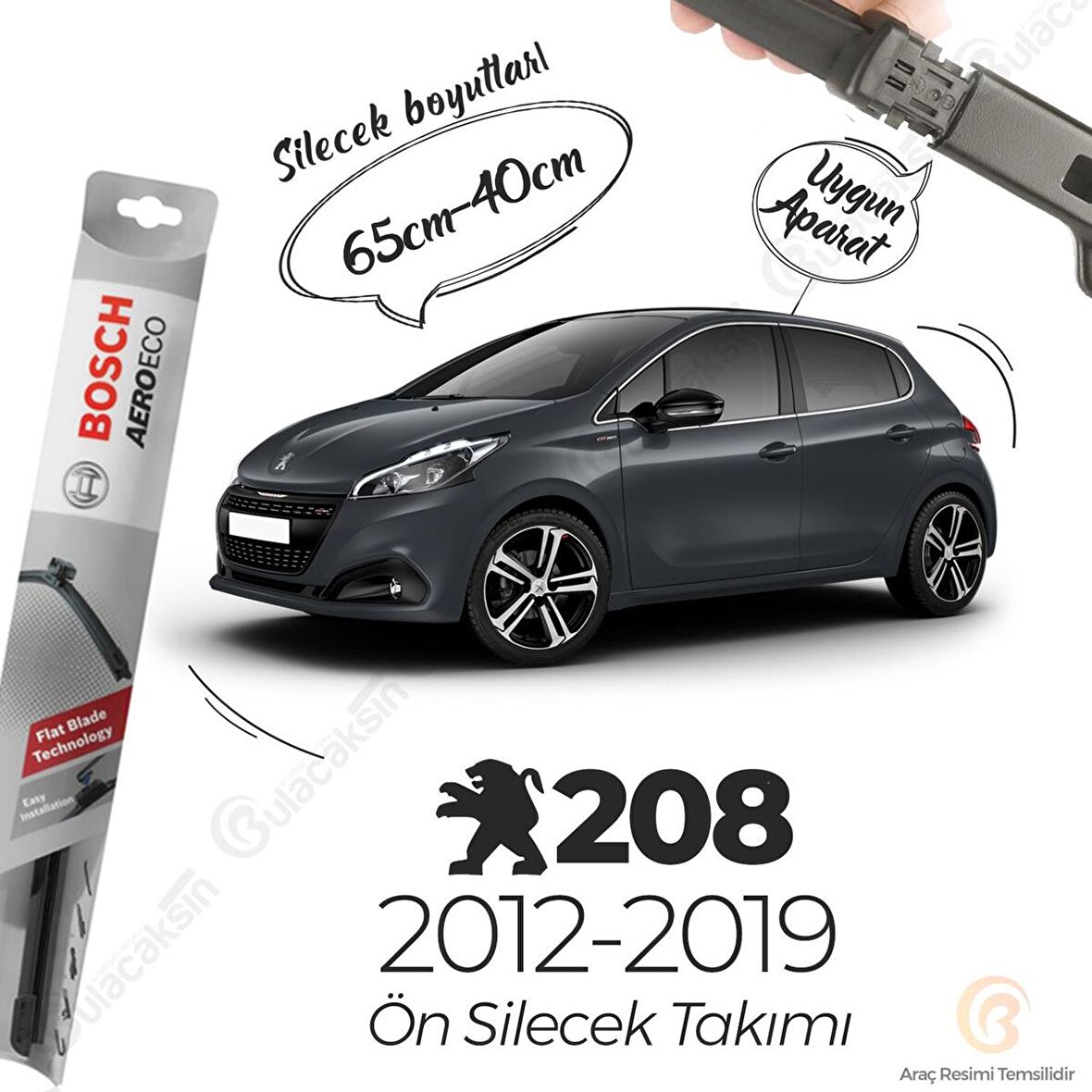 Peugeot 208 Ön Muz Silecek Takımı (2012-2019) Bosch Aeroeco
