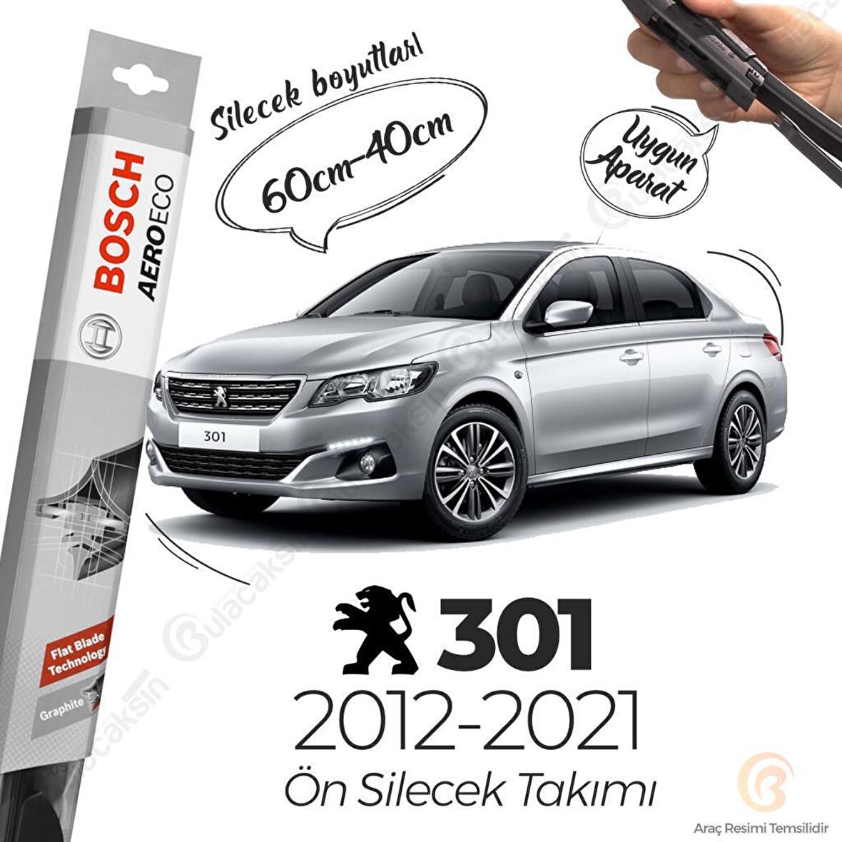 Peugeot 301 Muz Silecek Takımı (2012-2021) Bosch Aeroeco