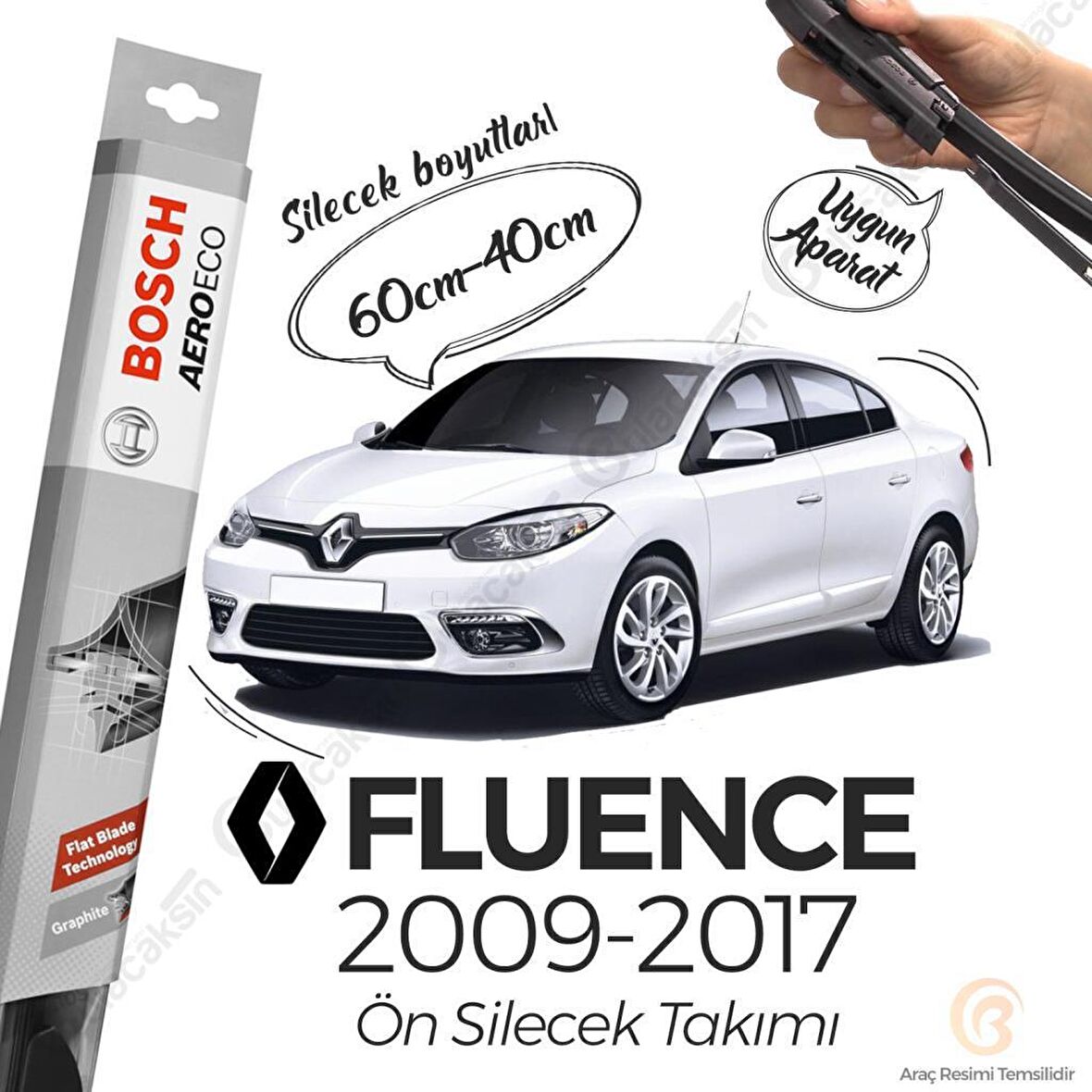 Renault Fluence Muz Silecek Takımı (2010-2018) Bosch Aeroeco