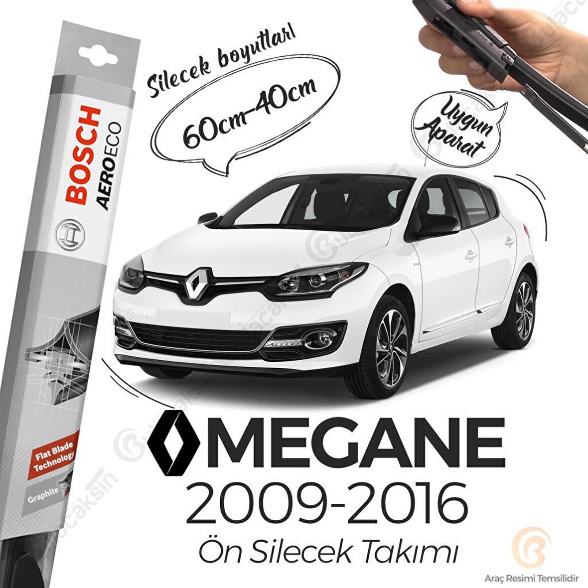 Renault Megane 3 Muz Silecek Takımı (2009-2016) Bosch Aeroeco