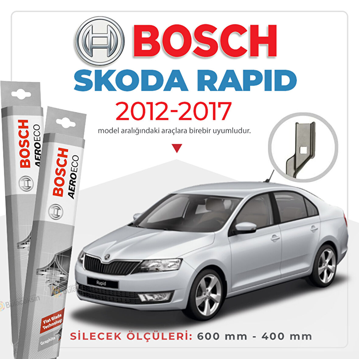 Skoda Rapid Muz Silecek Takımı (2012-2017) Bosch Aeroeco