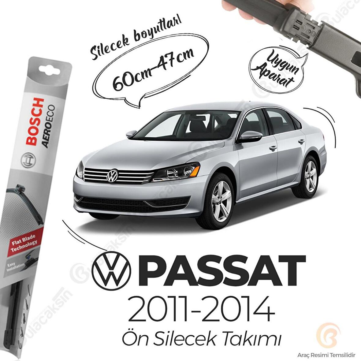 Volkswagen Passat B7 Muz Silecek Takımı (2011-2014) Bosch Aeroeco