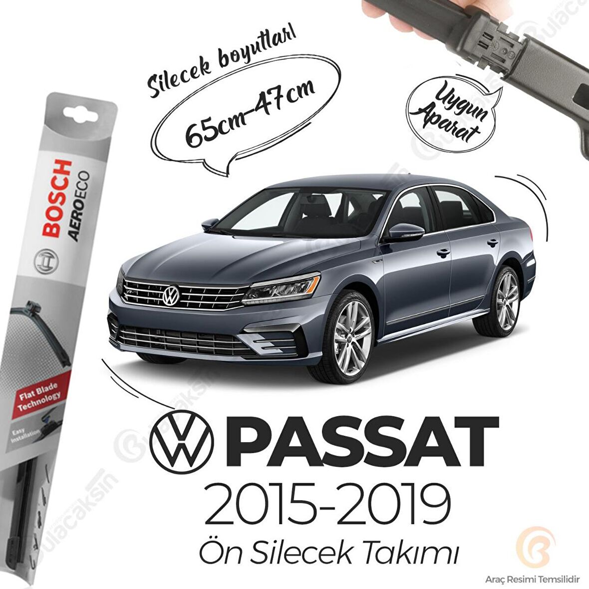 Volkswagen Passat B8 Muz Silecek Takımı (2015-2018) Bosch Aeroeco