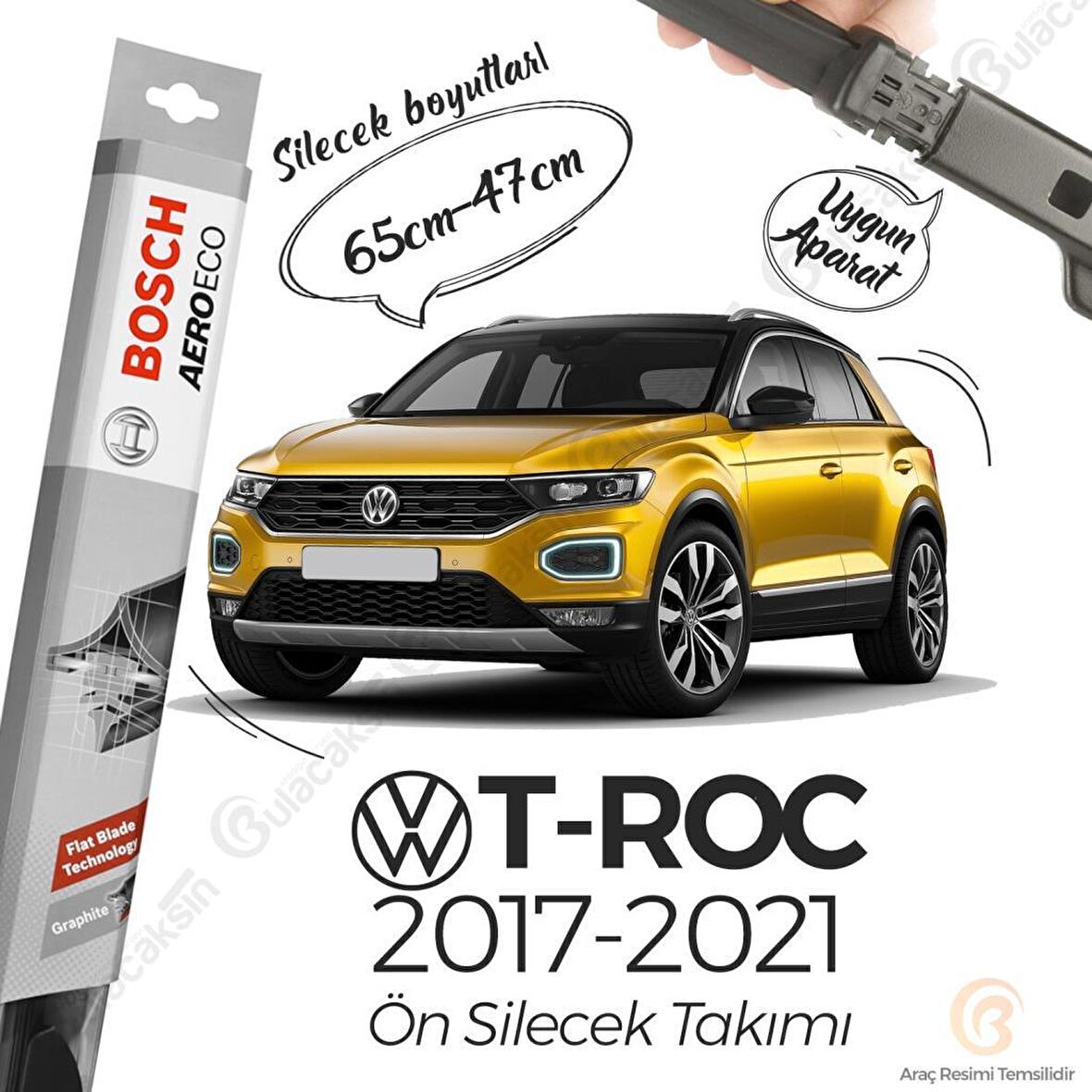 Volkswagen T-ROC Muz Silecek Takımı (2017-2019) Bosch Aeroeco