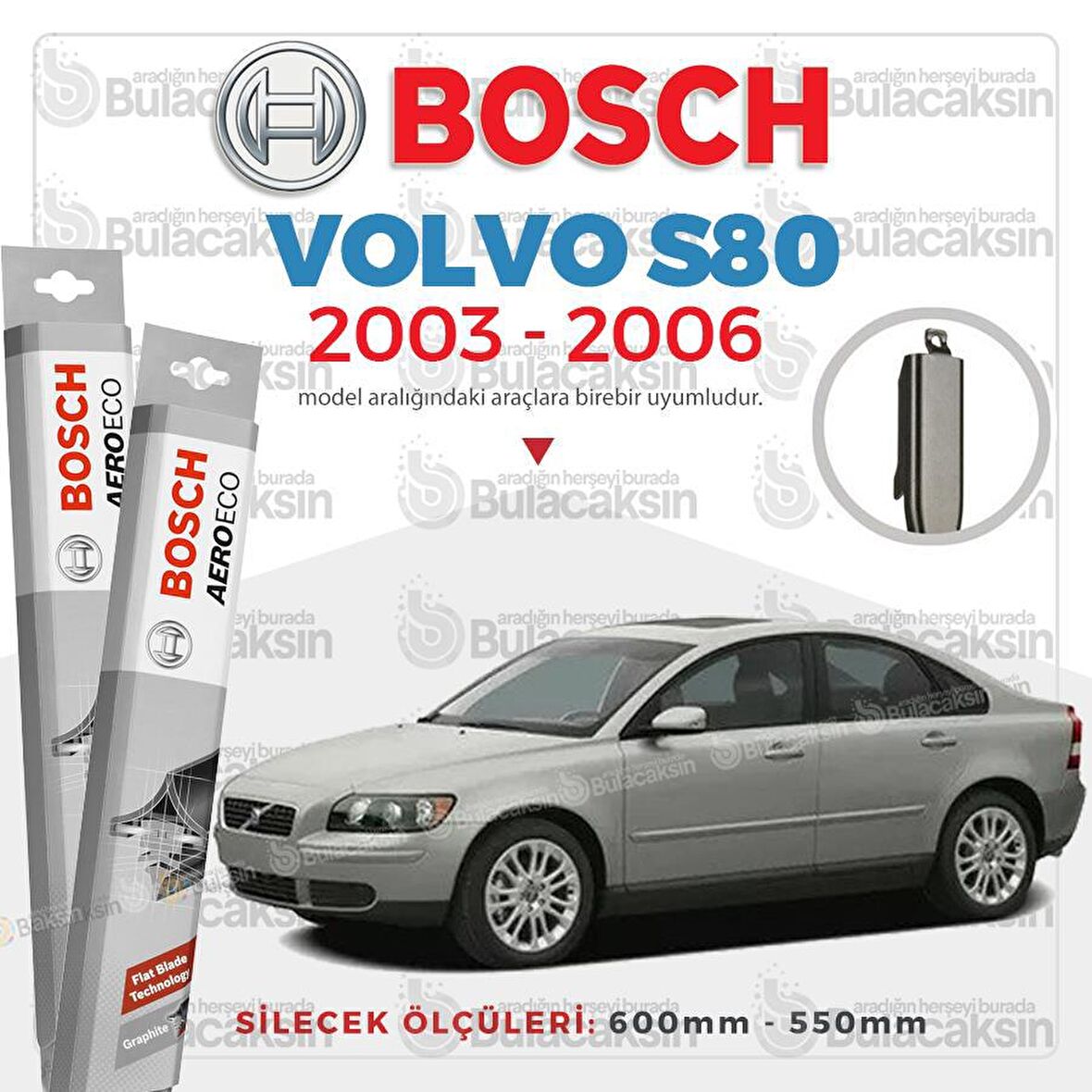 Volvo S80 Muz Silecek Takımı (2003-2006) Bosch Aeroeco