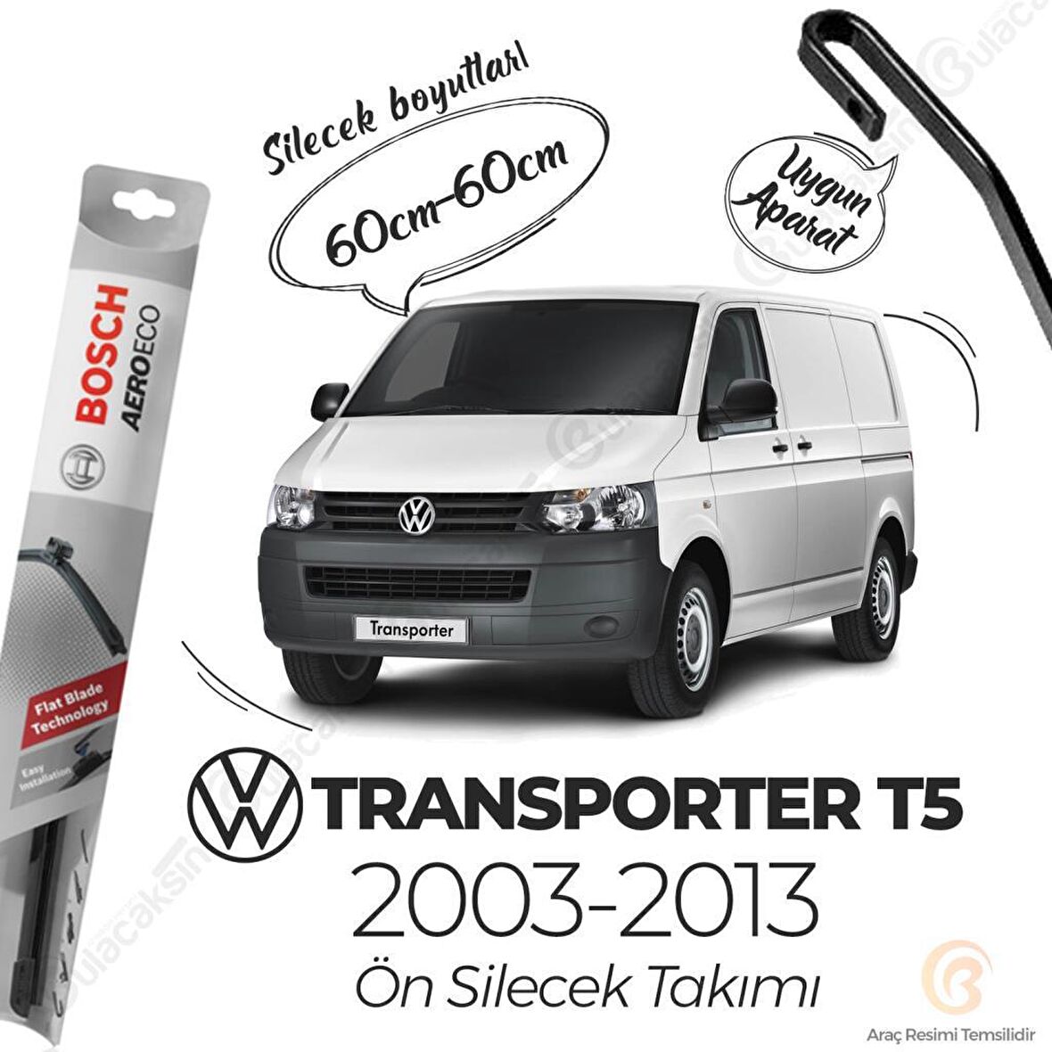 VW Transporter T5 Ön Silecek Takımı (2003-2013) Bosch Aeroeco