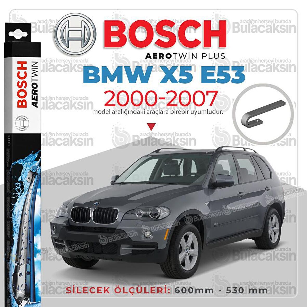 BMW X5 E53 Muz Silecek Takımı (2000-2007) Bosch Aerotwin