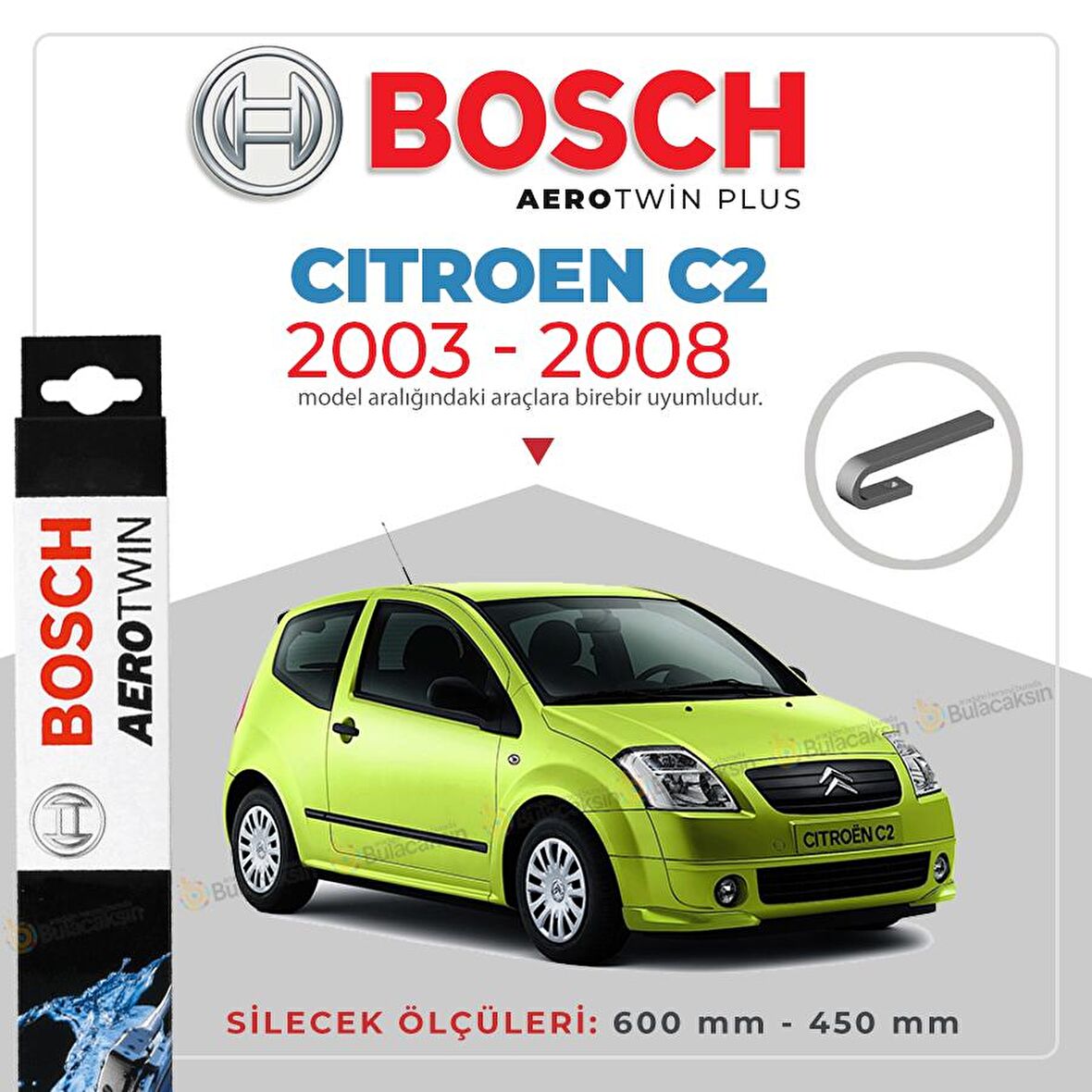 Citroen C2 Muz Silecek Takımı (2003-2008) Bosch Aerotwin