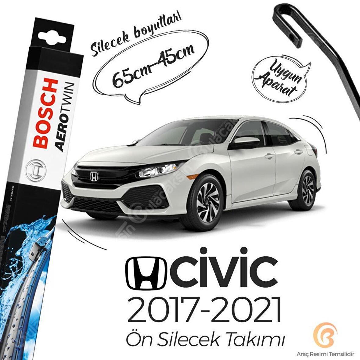 Honda Civic FC5 Muz Silecek Takımı (2017-2021) Bosch Aerotwin