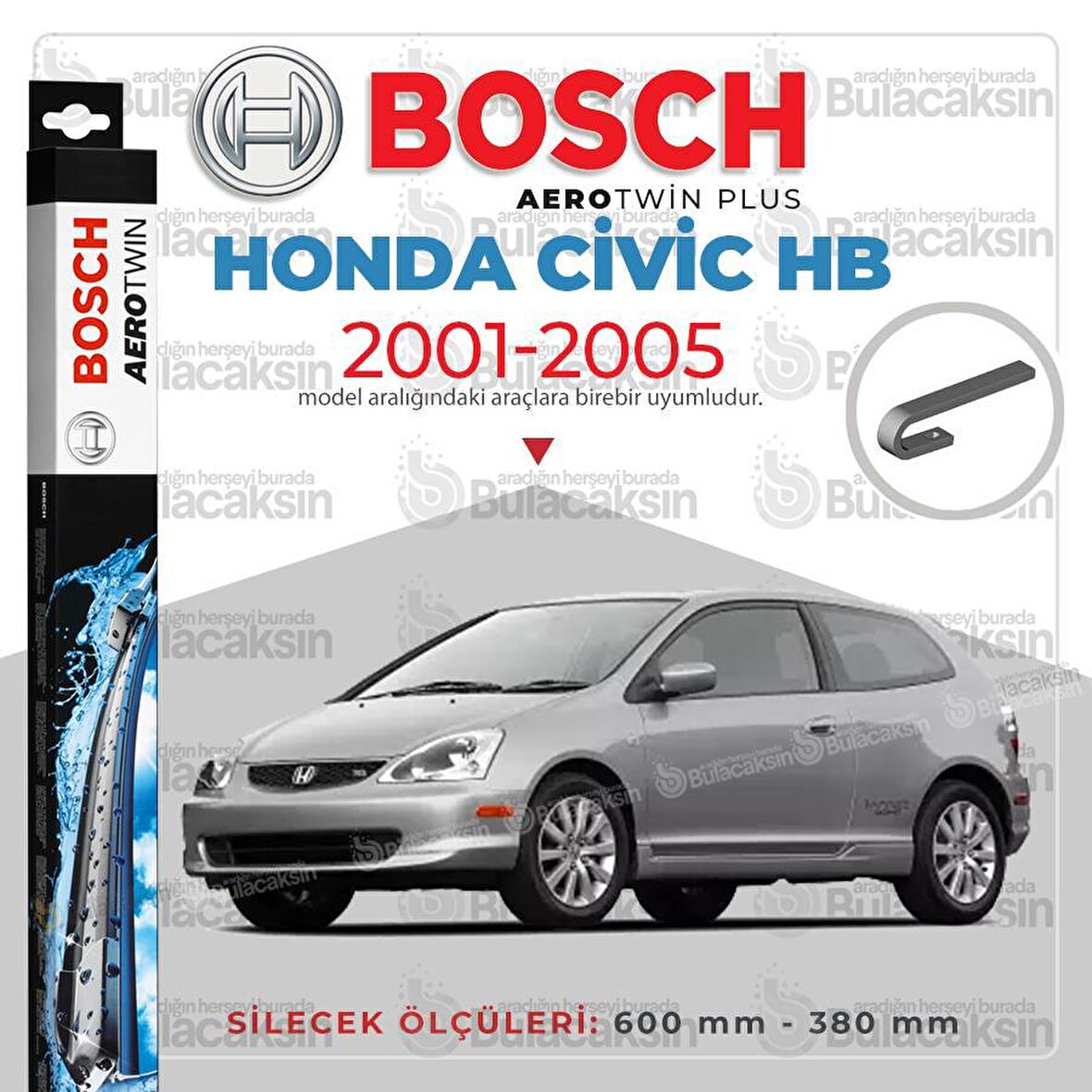 Honda Civic HB Muz Silecek Takımı (2001-2005) Bosch Aerotwin