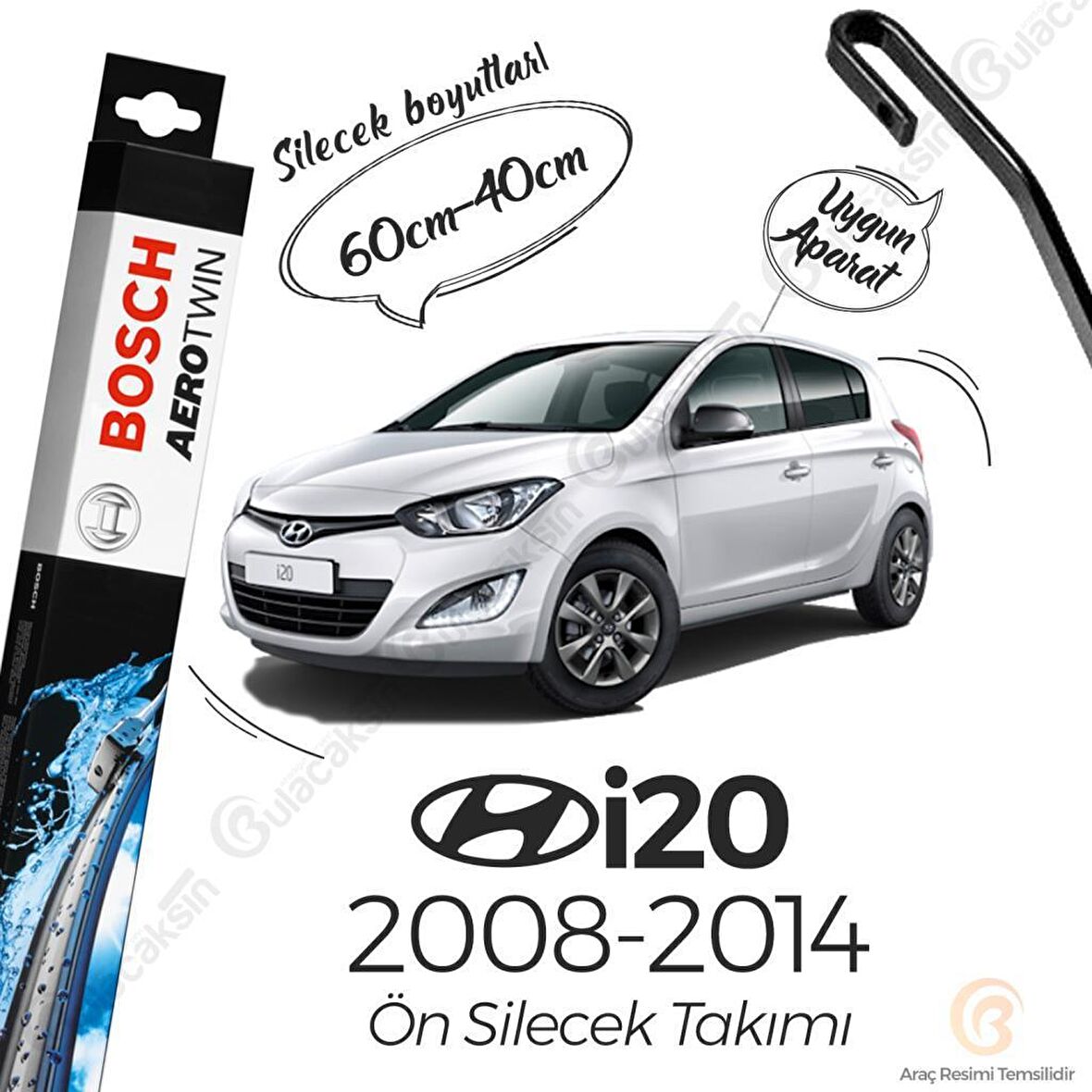 Hyundai İ20 Muz Silecek Takımı (2008-2014) Bosch Aerotwin