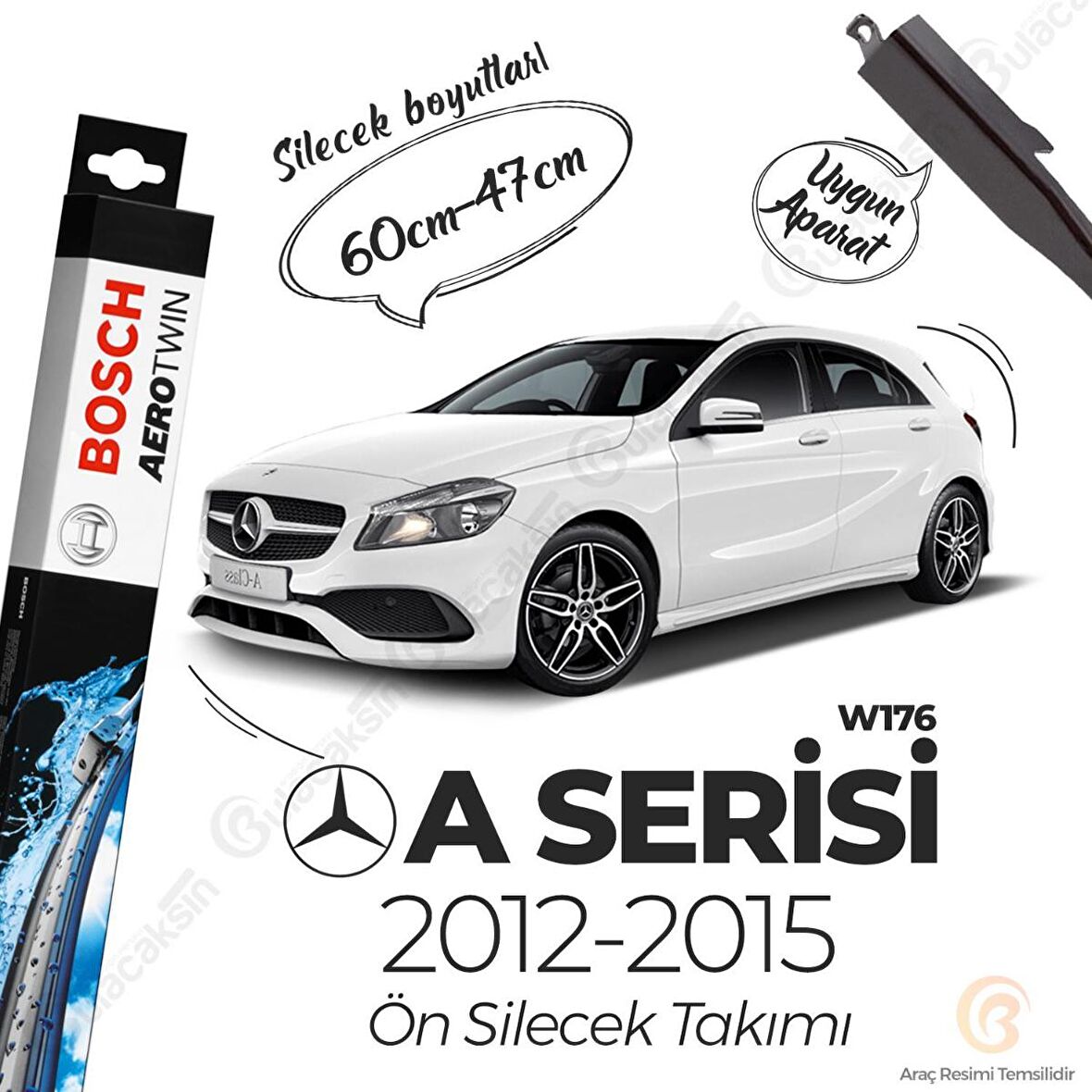 Mercedes A W176 Muz Silecek Takımı (2012-2015) Bosch Aerotwin