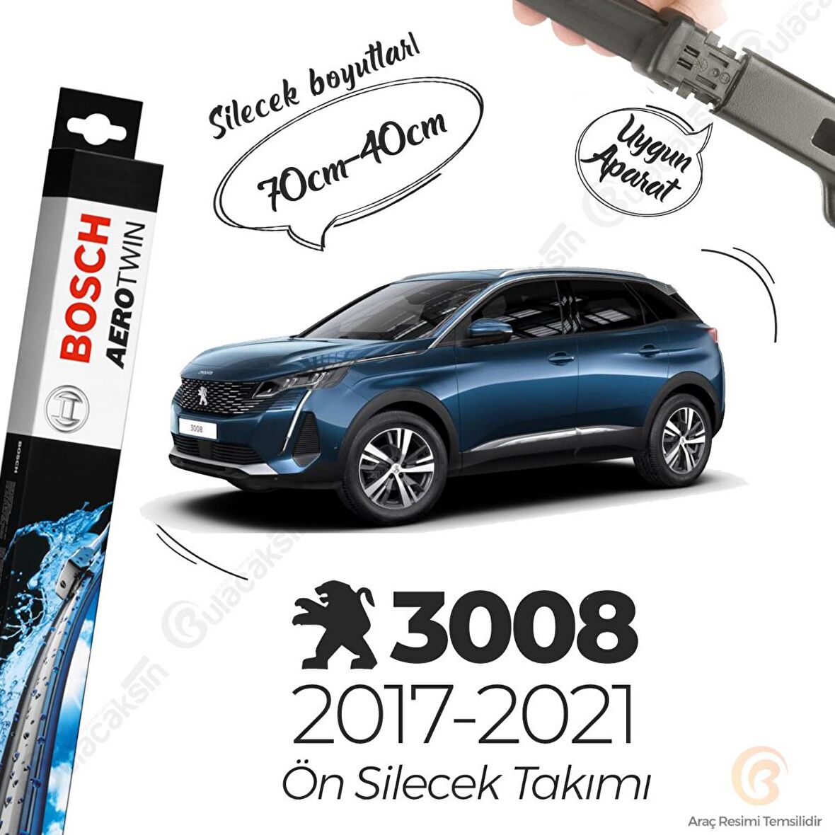 Peugeot 3008 Muz Silecek Takımı (2017-2021) Bosch Aerotwin