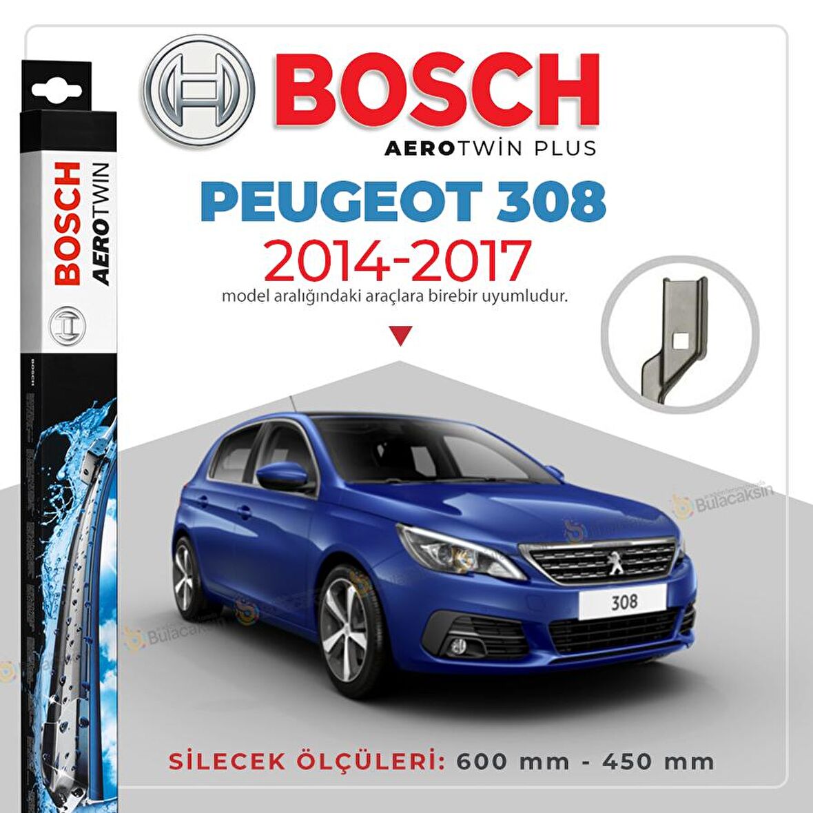 Peugeot 308 Muz Silecek Takımı (2014-2017) Bosch Aerotwin