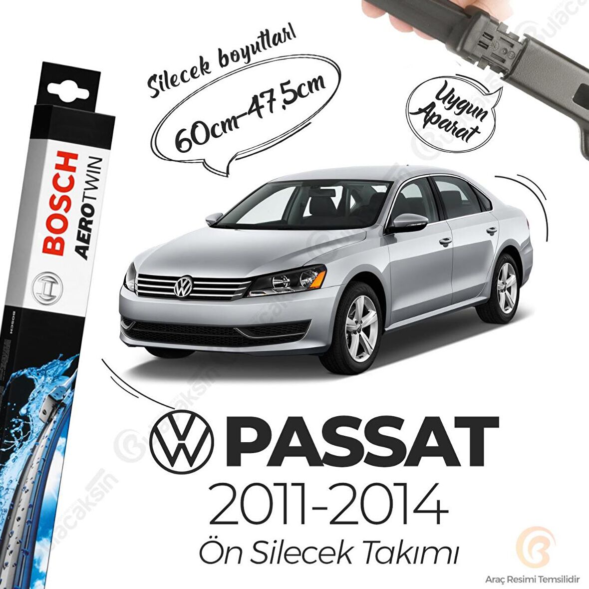 Volkswagen Passat B7 Muz Silecek Takımı (2011-2014) Bosch Aerotwin