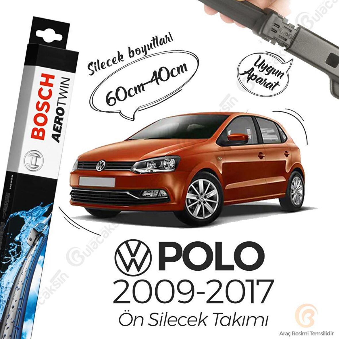 Volkswagen Polo Muz Silecek Takımı (2009-2017) Bosch Aerotwin