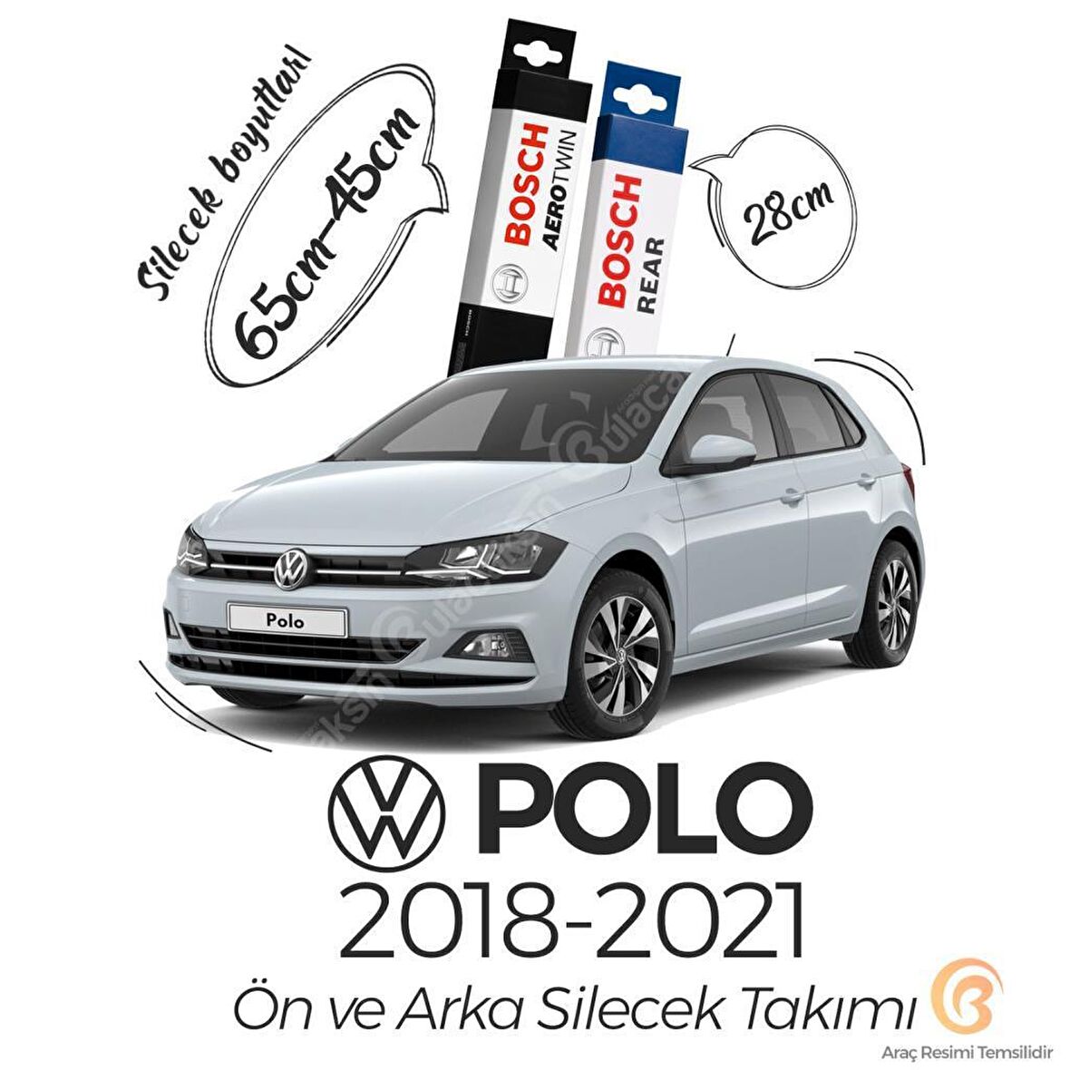 Bosch Aerotwin Volkswagen Polo 2018 - 2019 Ön - Arka Silecek Seti