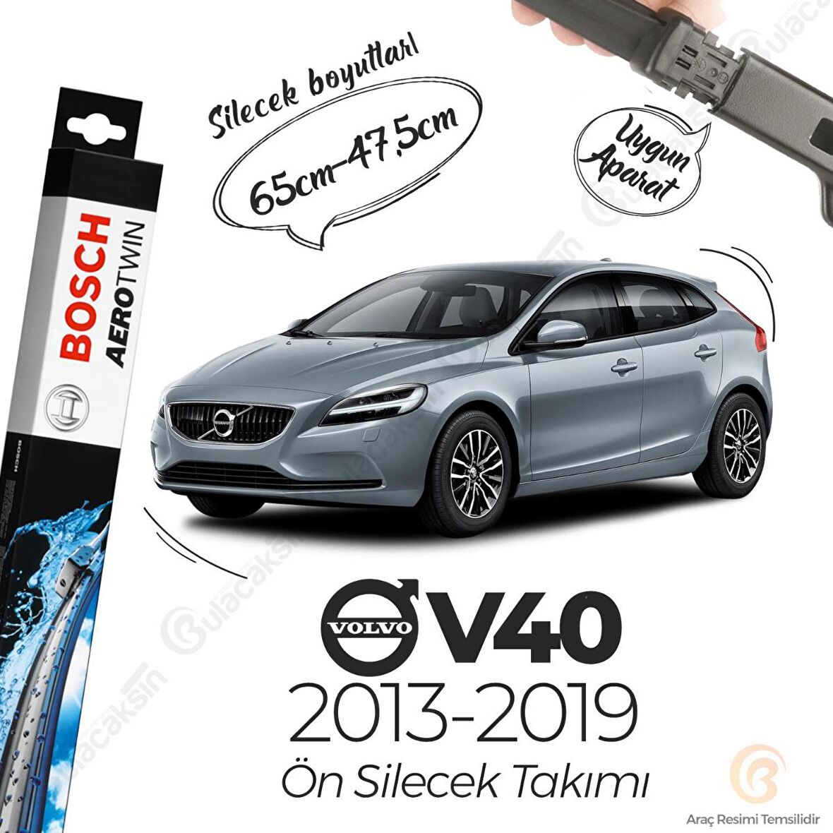 Volvo V40 Muz Silecek Takımı (2013-2019) Bosch Aerotwin