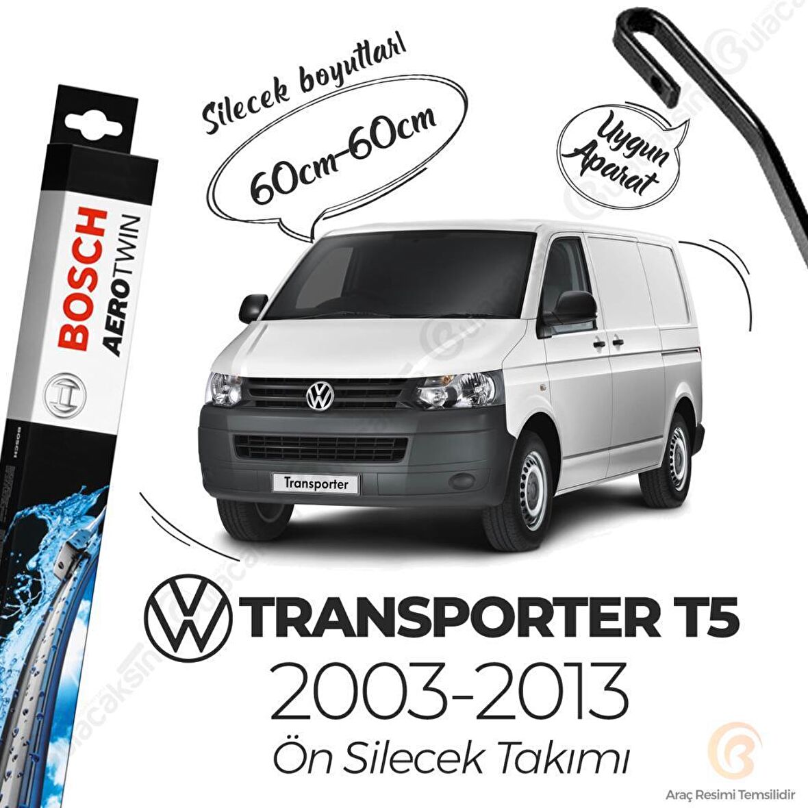 VW Transporter T5 Ön Silecek Takımı (2003-2013) Bosch Aerotwin