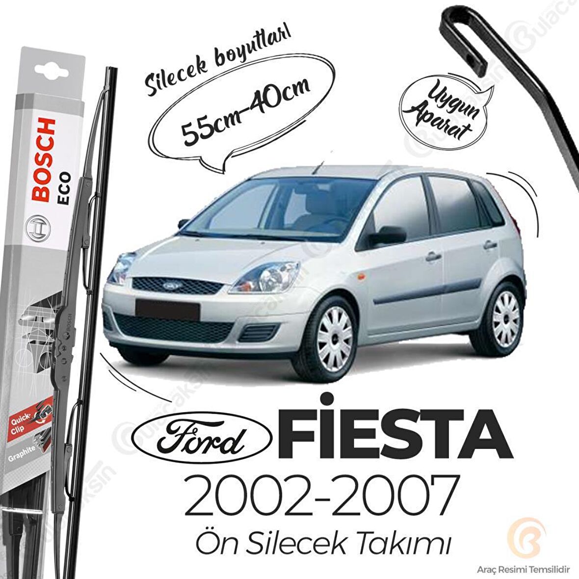 Ford Fiesta Ön Silecek Takımı (2002-2007) Bosch ECO